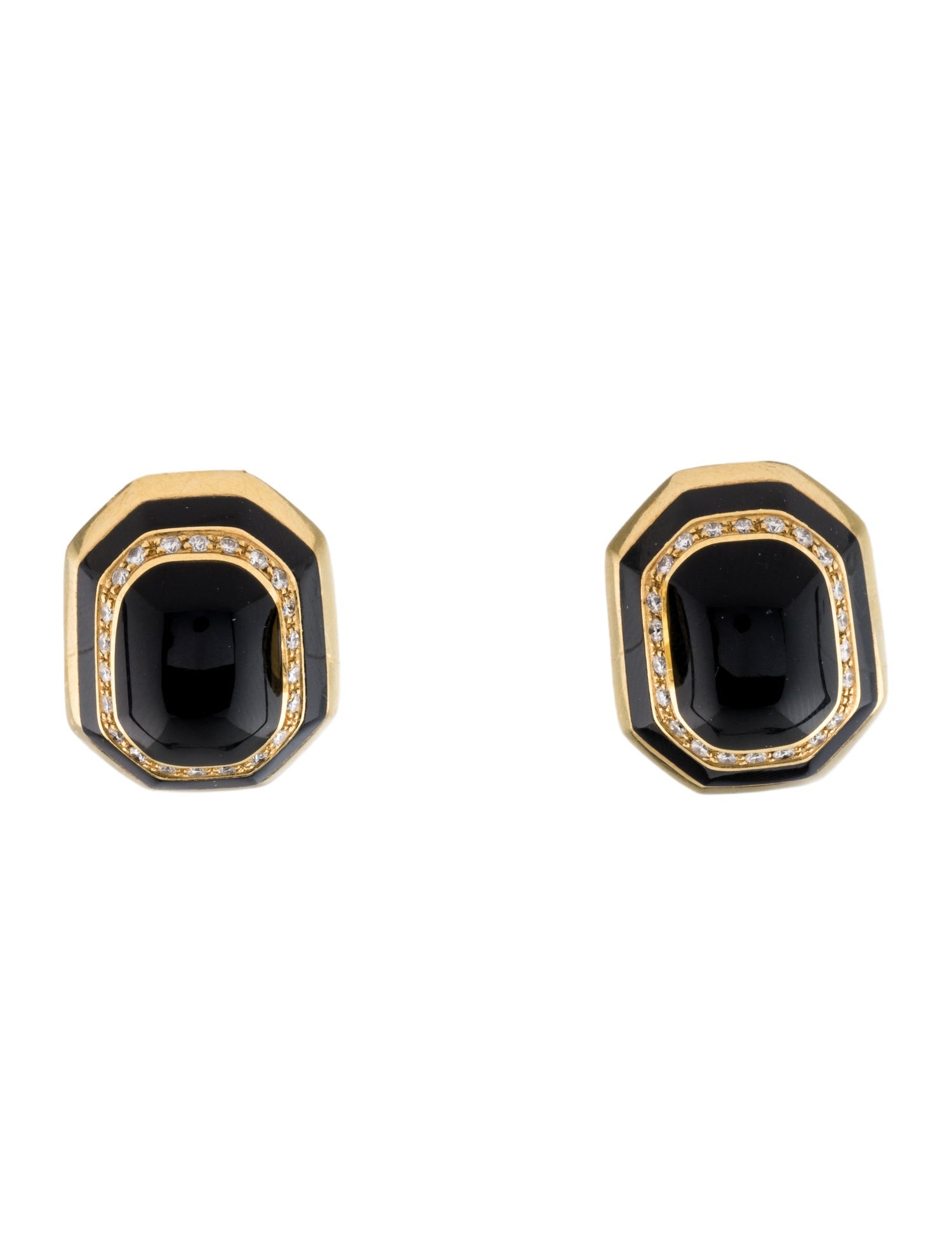 Earrings 18K Onyx & Diamond Earclips