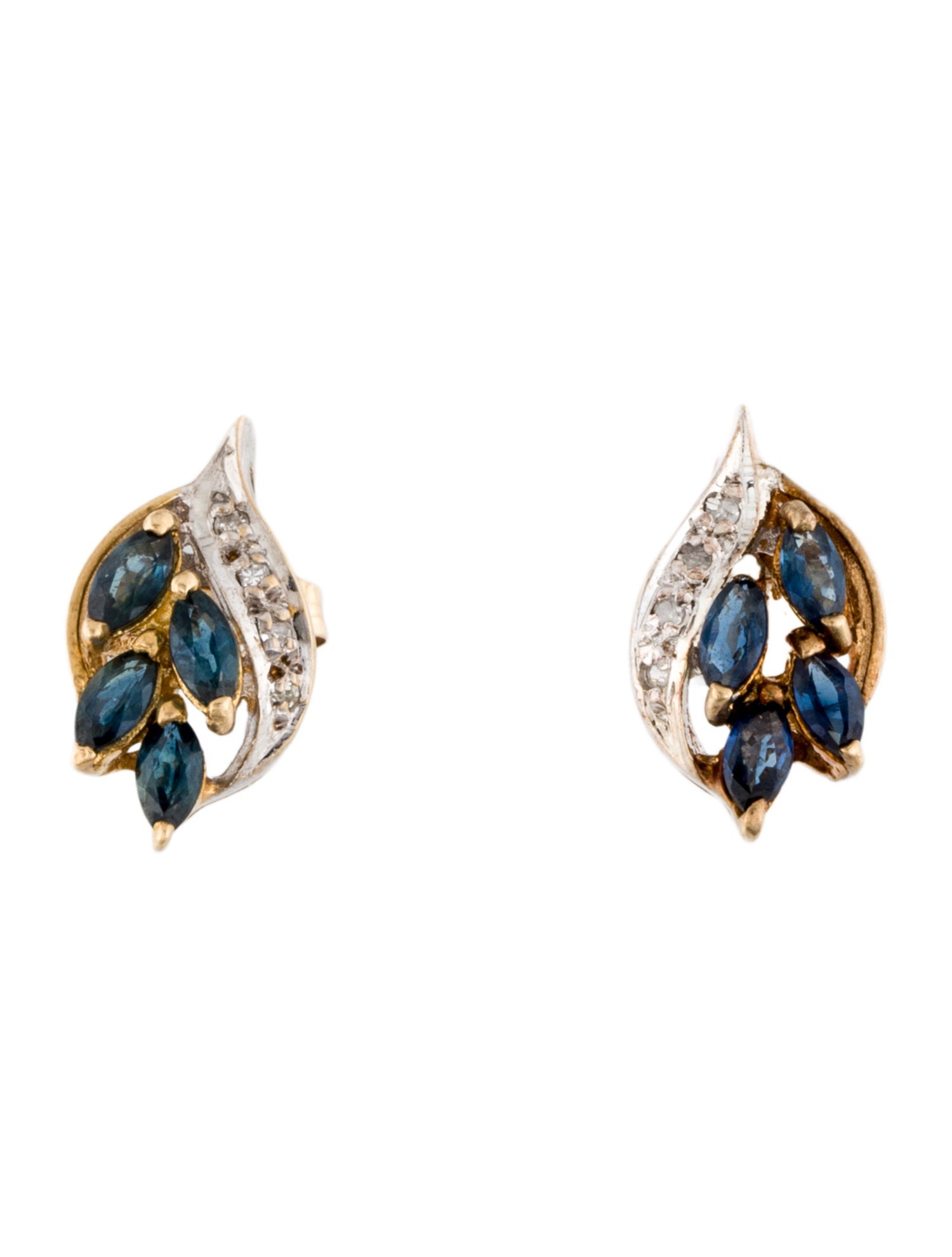 Earrings 14K Sapphire and Diamond Stud
