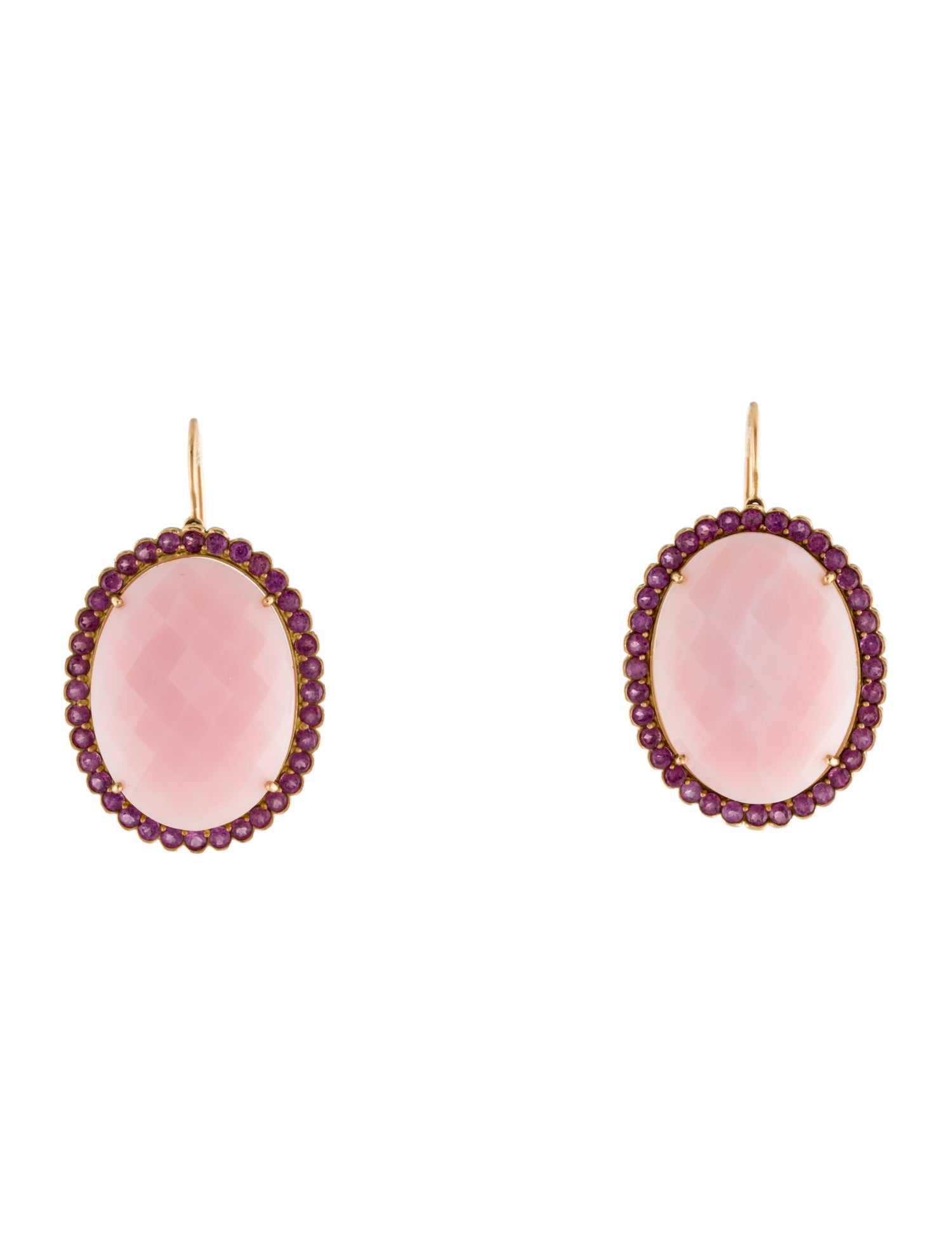 Earrings 18K Opal & Rhodolite Drop