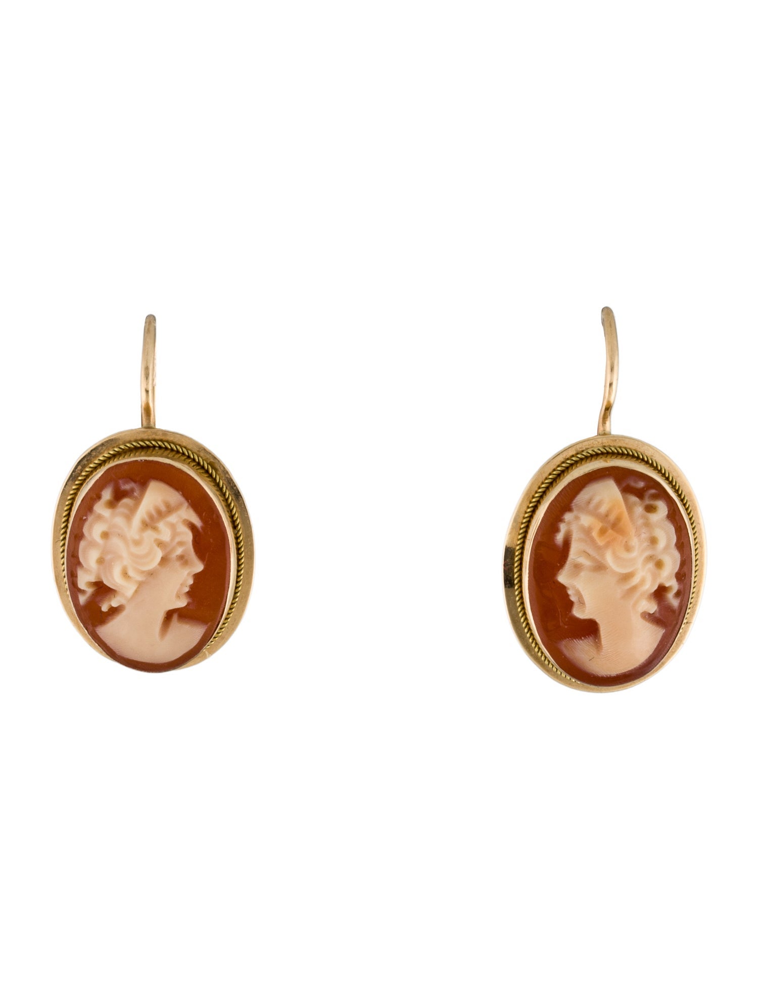Earrings 14K Shell Cameo Drop Earrings