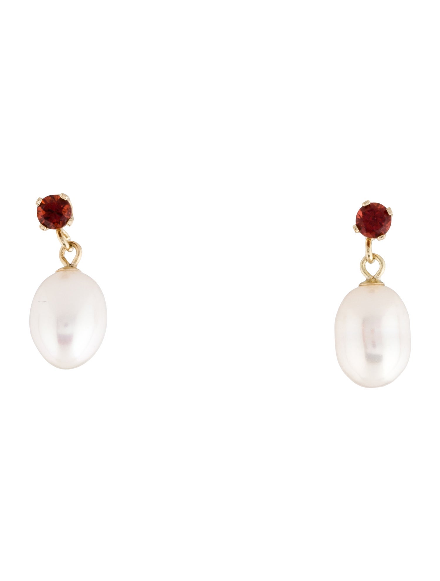 Earrings 14K Pearl & Garnet Drop