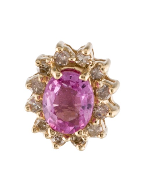 Earrings 14K Pink Sapphire & Diamond Single Stud Earrings