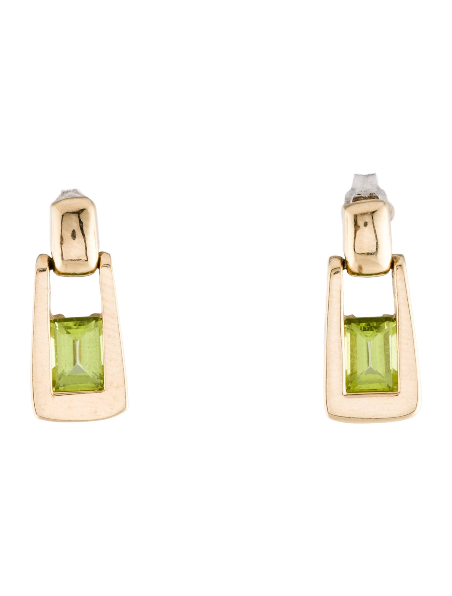 Earrings 14K 1.64ctw Peridot Rectangular Drop
