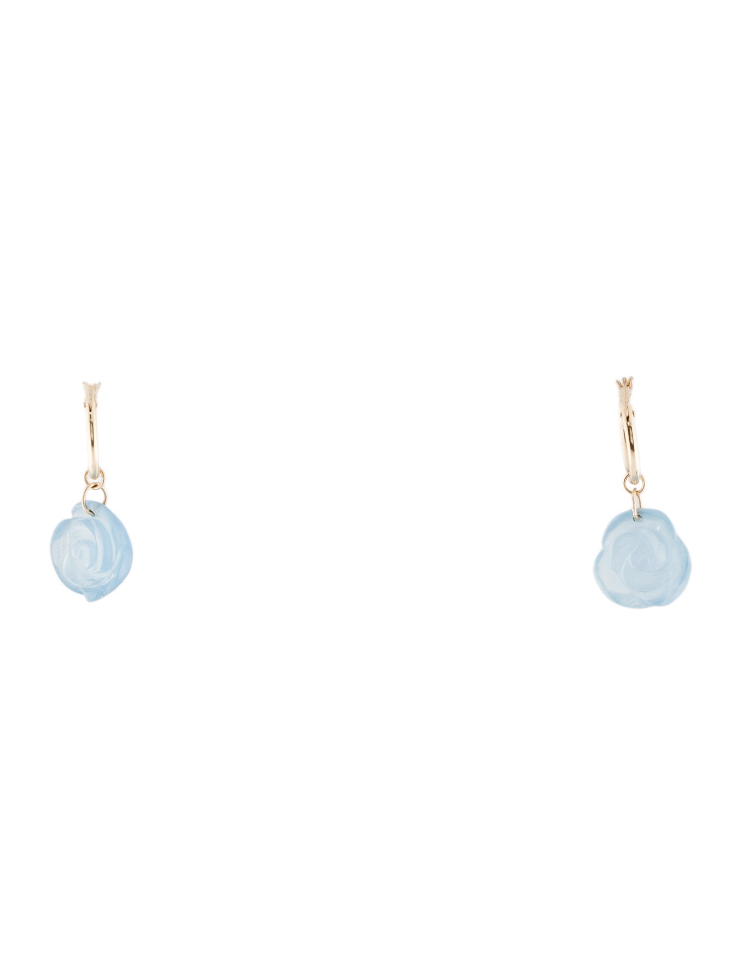 Earrings 14K Aquamarine Carved Rose Drop