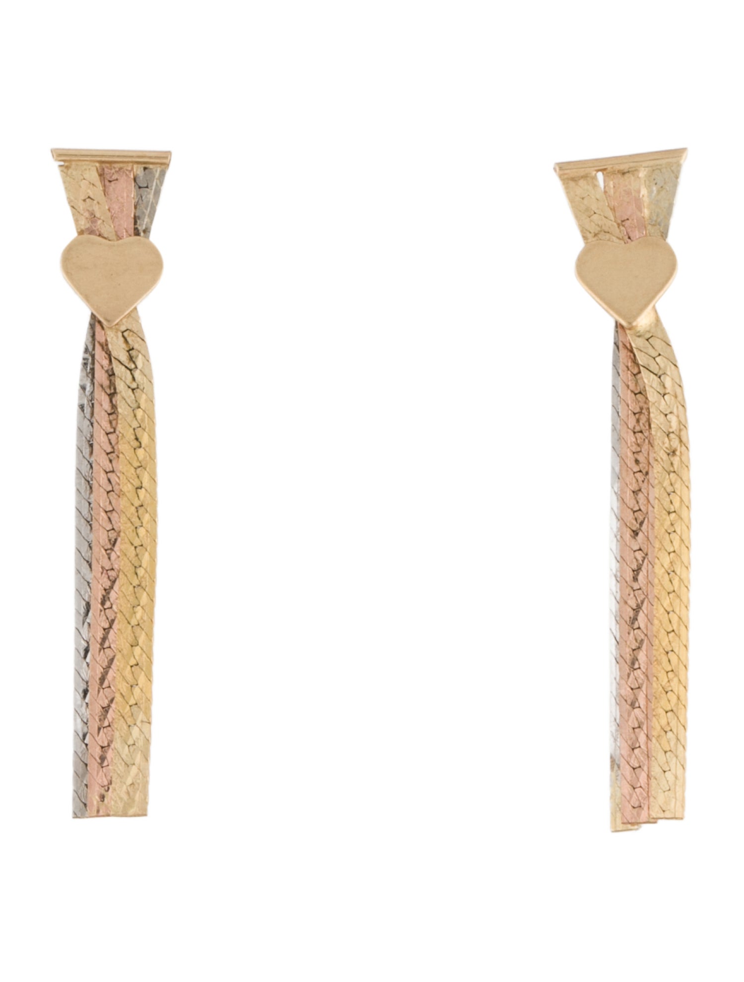 Earrings 14K Tri-Color Chain Earrings