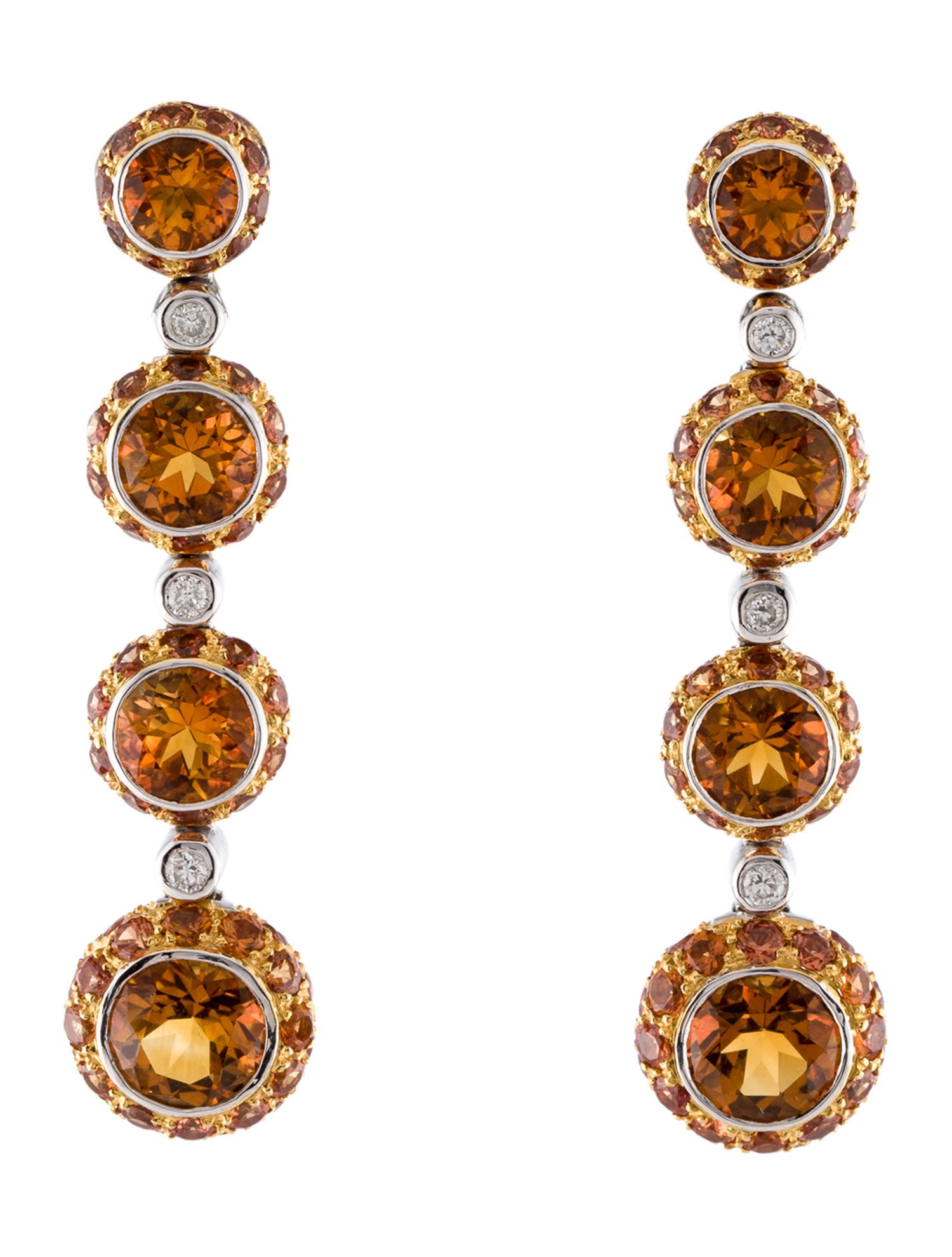 Earrings 18K 6.54ctw Citrine, Sapphire & Diamond Drop Earrings