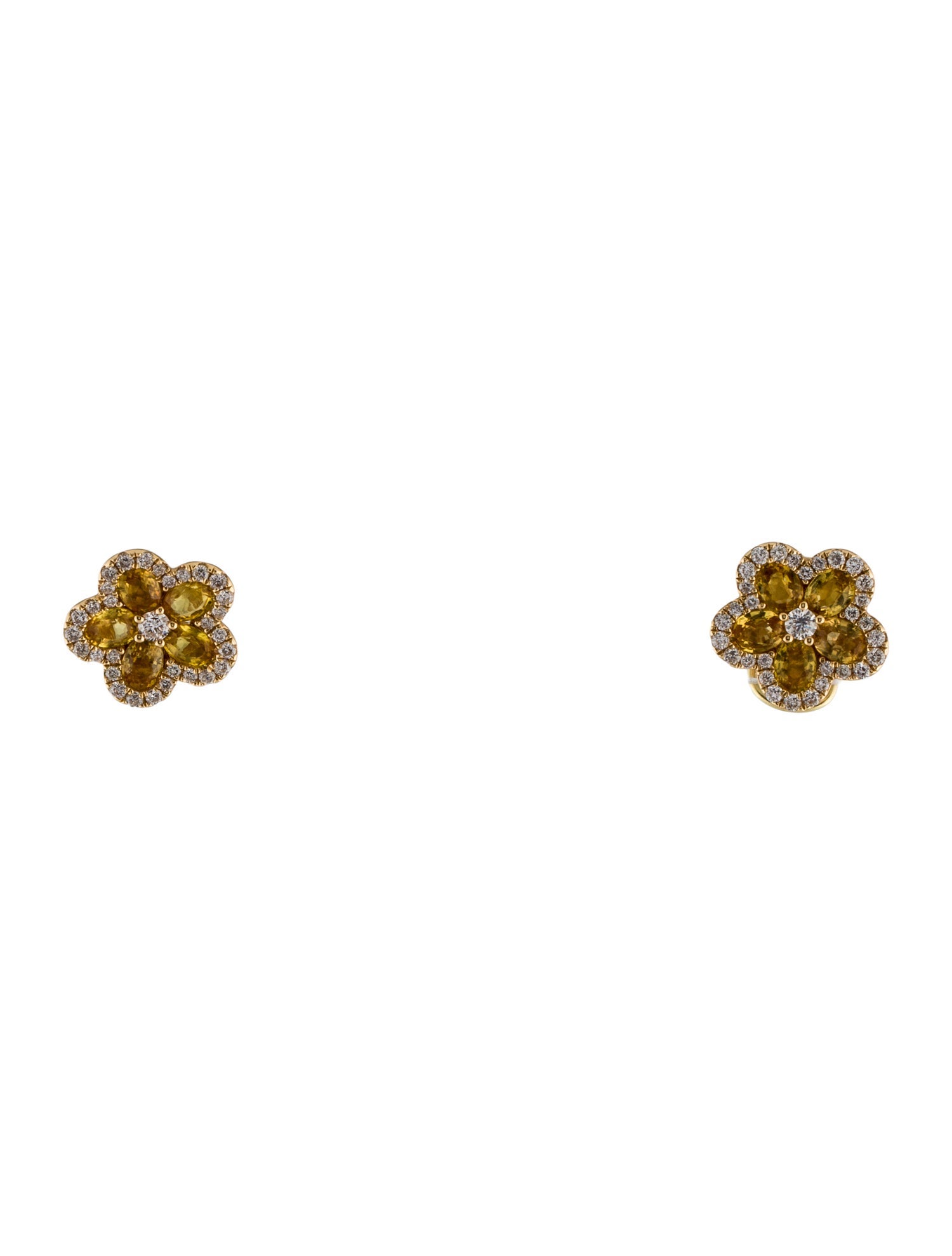 Earrings 18K 2.35ctw Sapphire & Diamond Floral Stud