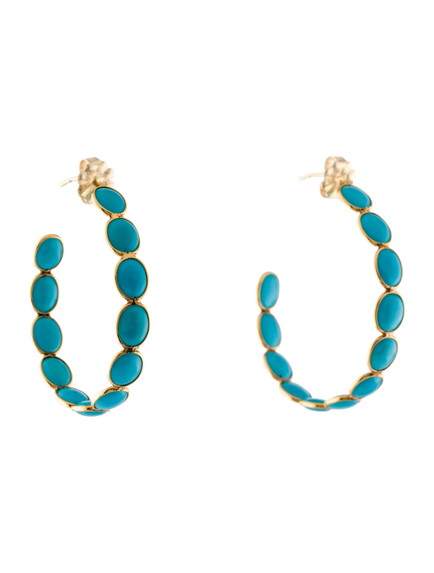 Earrings 18K 15.58ctw Turquoise Hoop