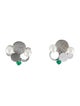 Earrings 18K Pearl & Emerald Stud Earrings
