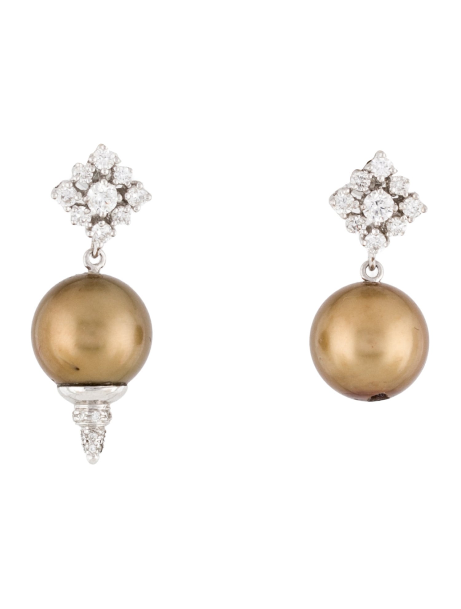 Earrings Pearl & Diamond Drop Earrings
