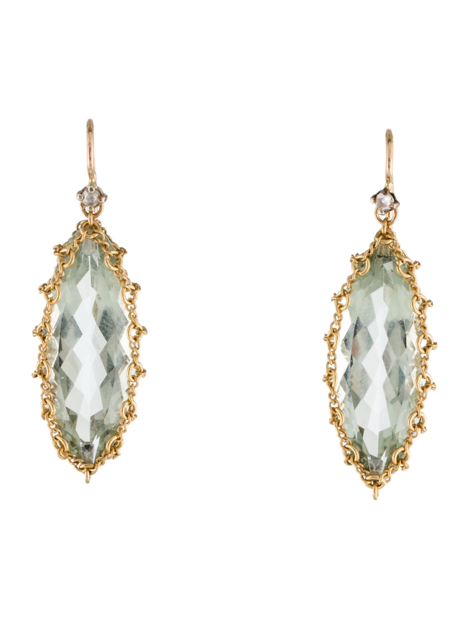 Anthony Nak Prasiolite & Diamond Drop Earrings