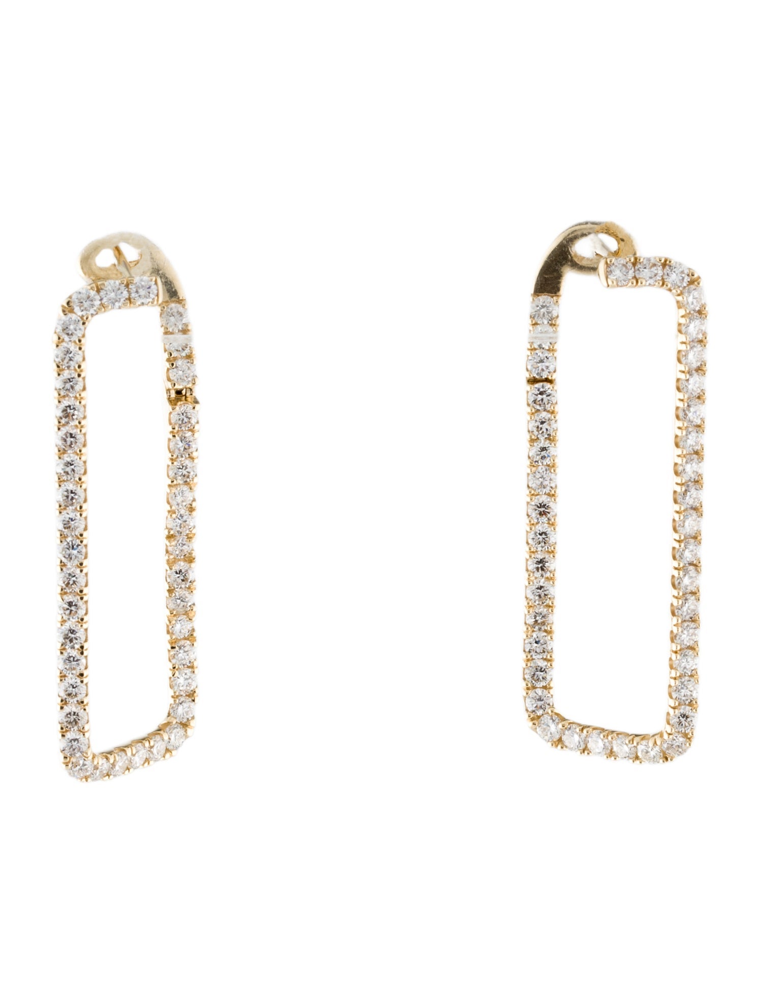 Earrings 14K 2.10ctw Diamond Rectangular Hoop