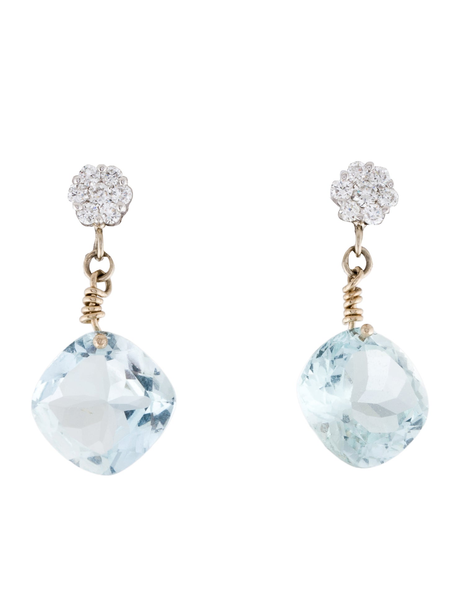 Earrings Smiling Rocks 14K Aquamarine & Diamond Drop