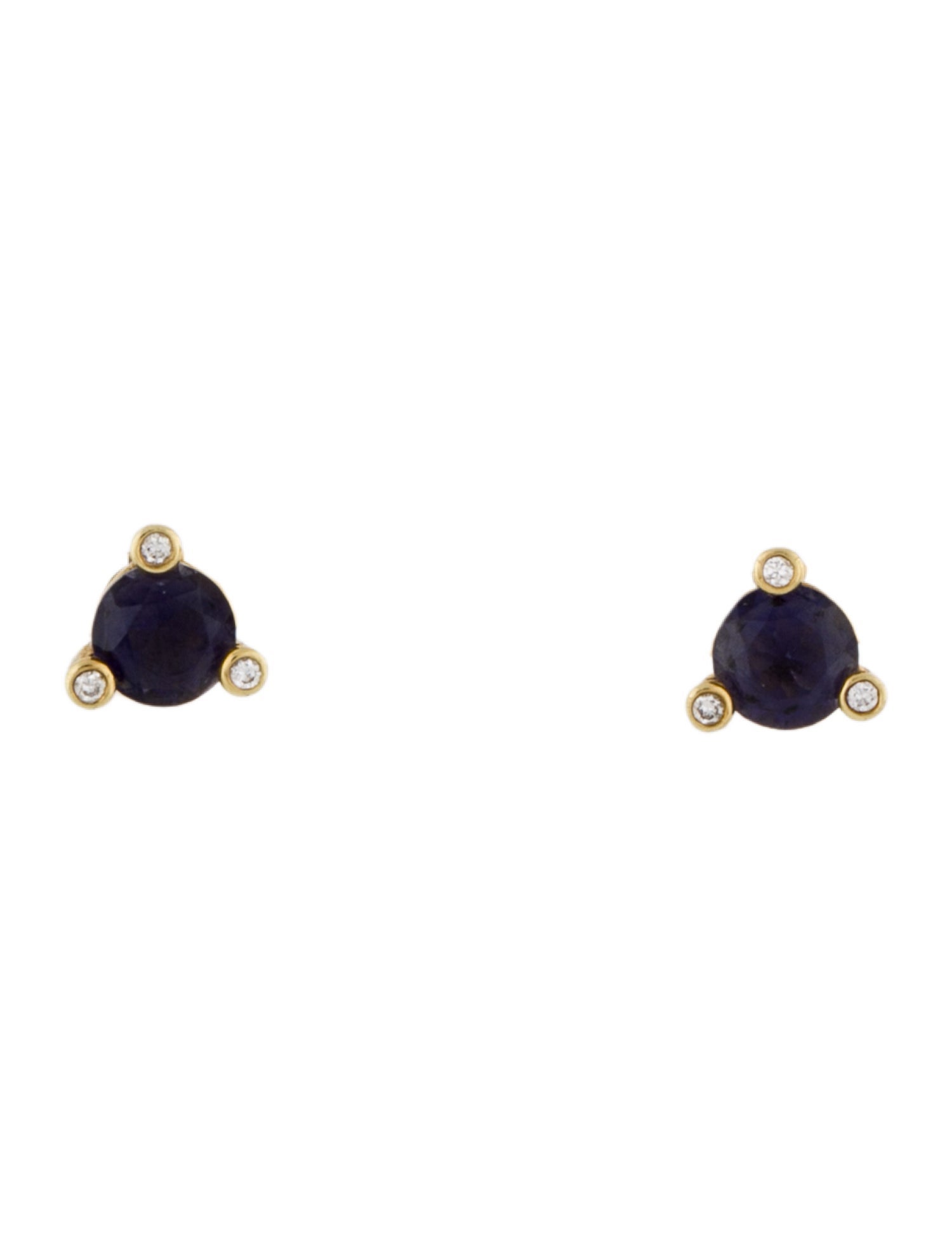Earrings 18K Iolite & Diamond Stud