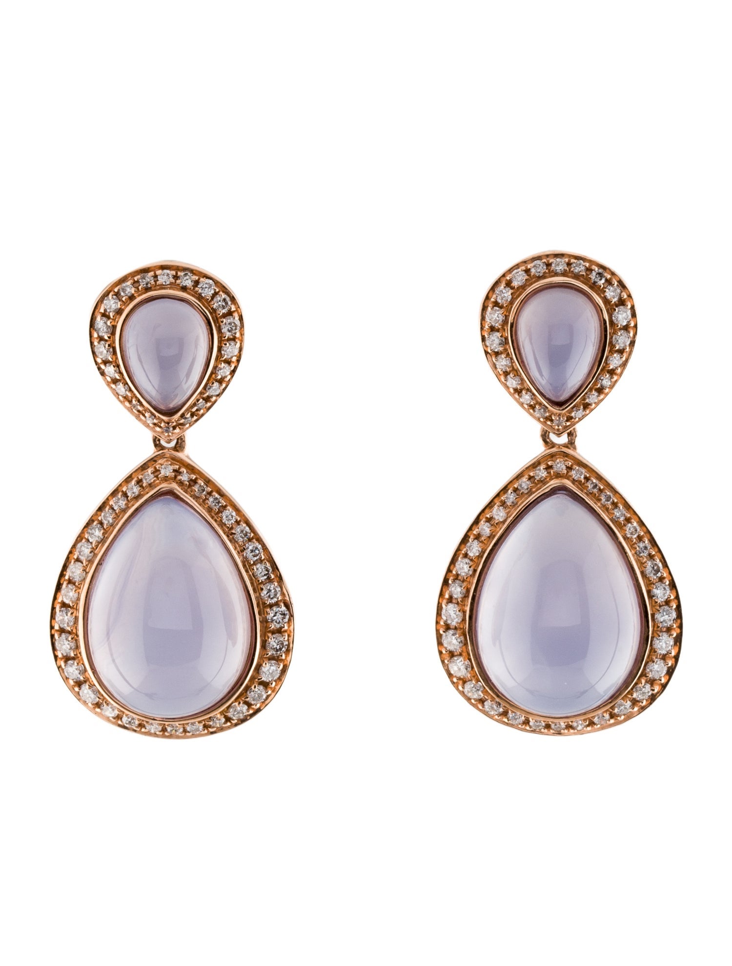 Earrings 14K Chalcedony and Diamond Drop