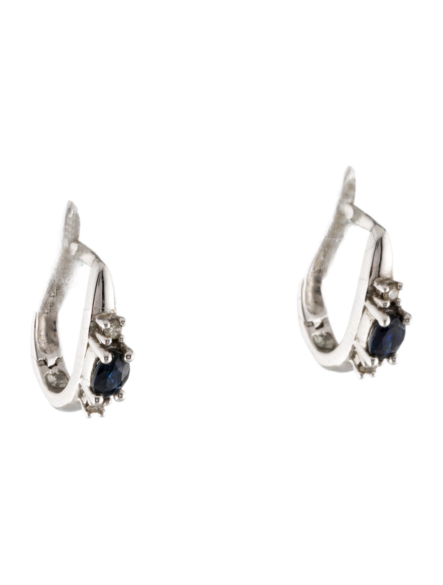 Earrings 10K Sapphire & Diamond Hoop Earrings