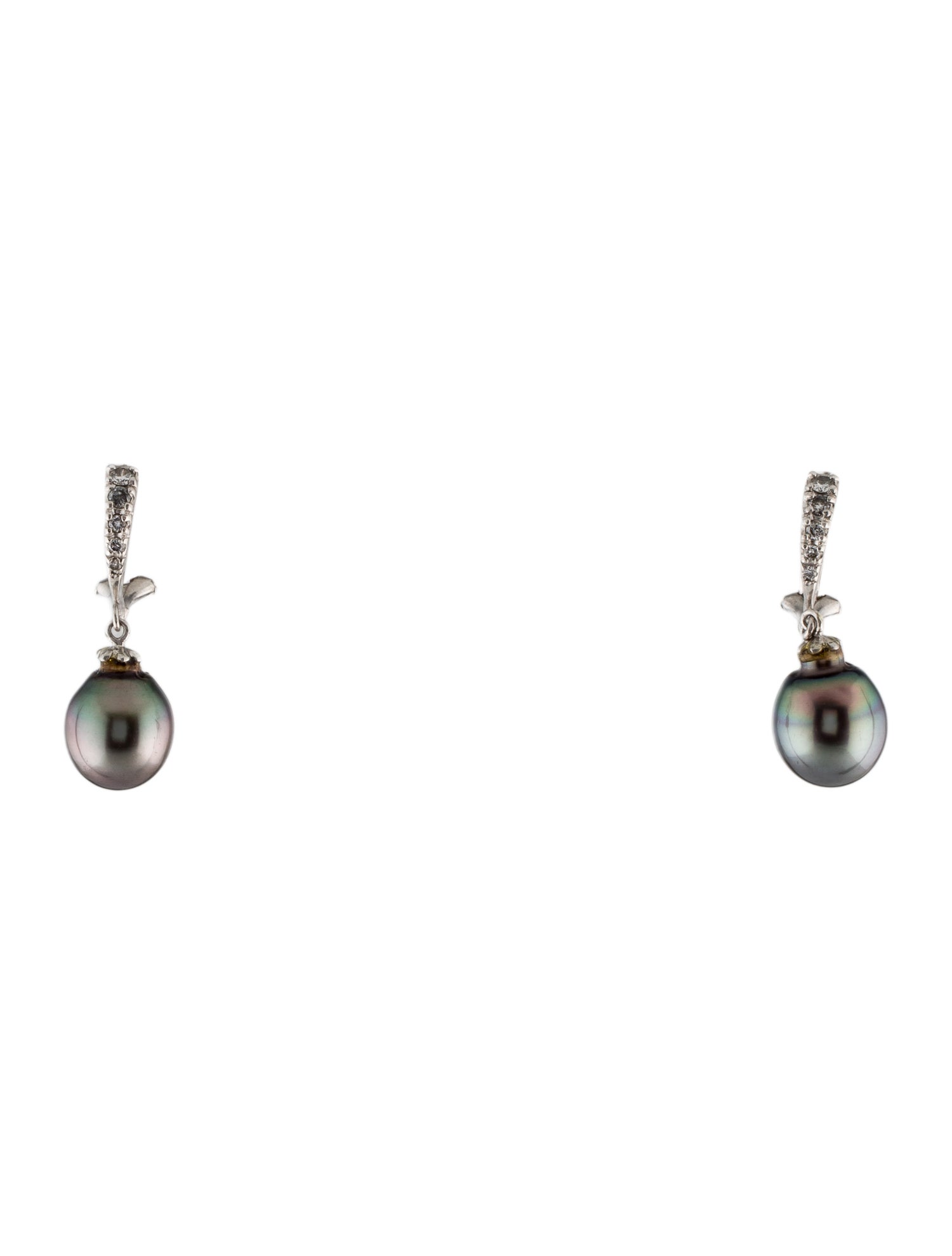 Earrings Platinum Pearl & Diamond Drop Earrings