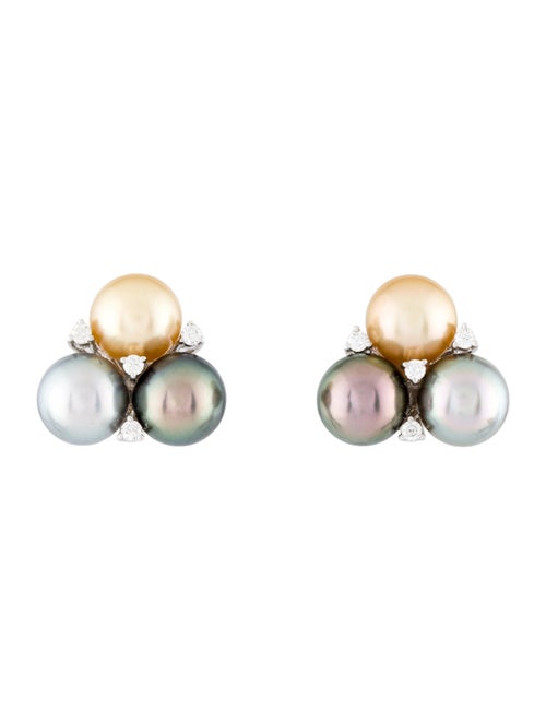 Earrings 18K Pearl & Diamond Stud Earrings
