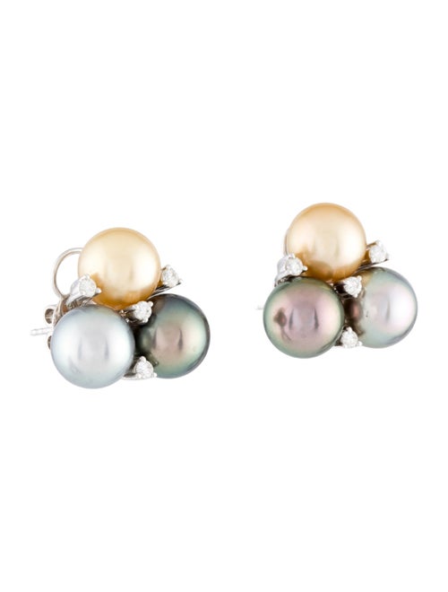 Earrings 18K Pearl & Diamond Stud Earrings