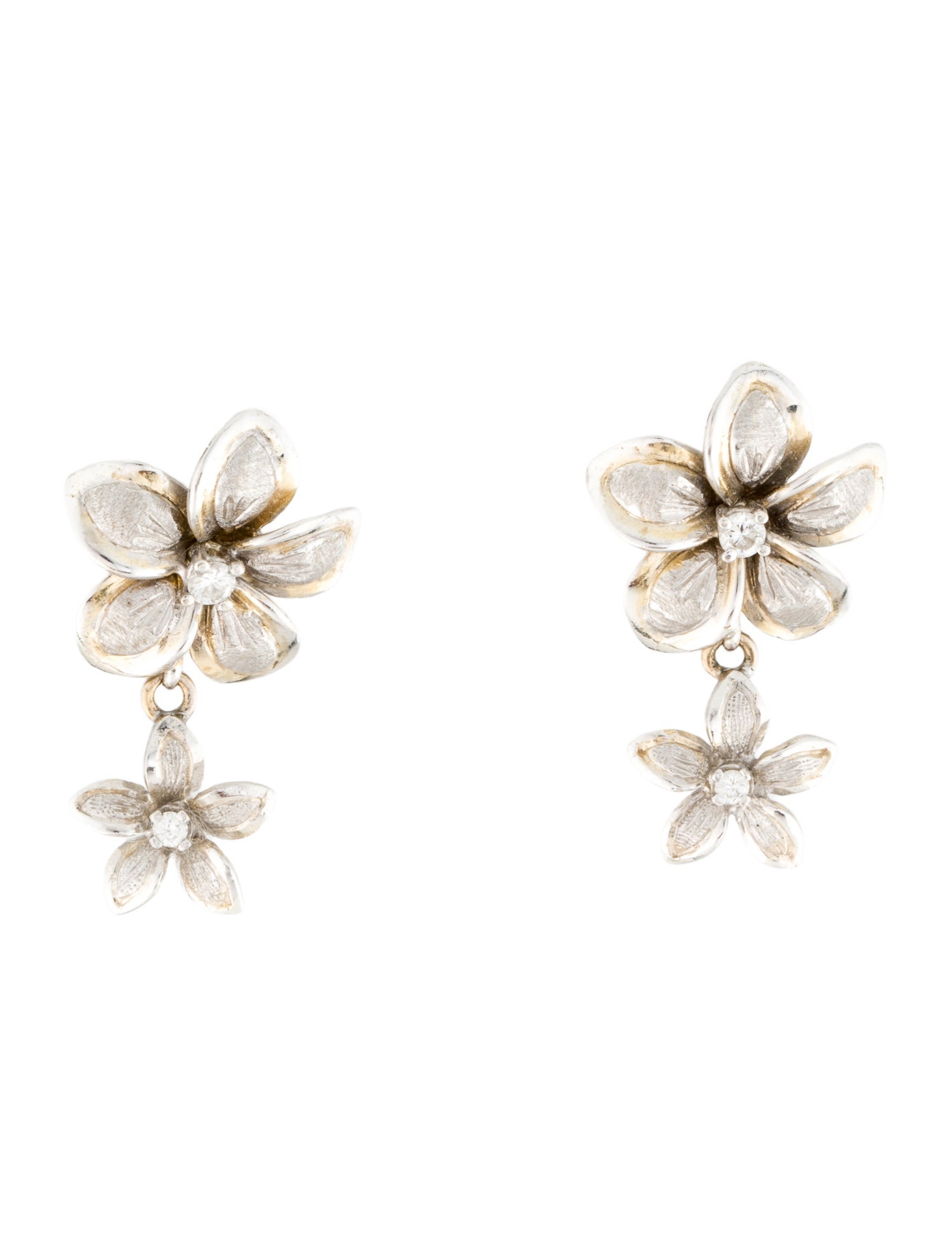 Earrings 18K Diamond Flower Drop