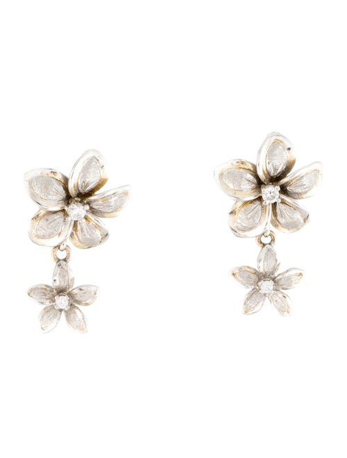 Earrings 18K Diamond Flower Drop Earrings