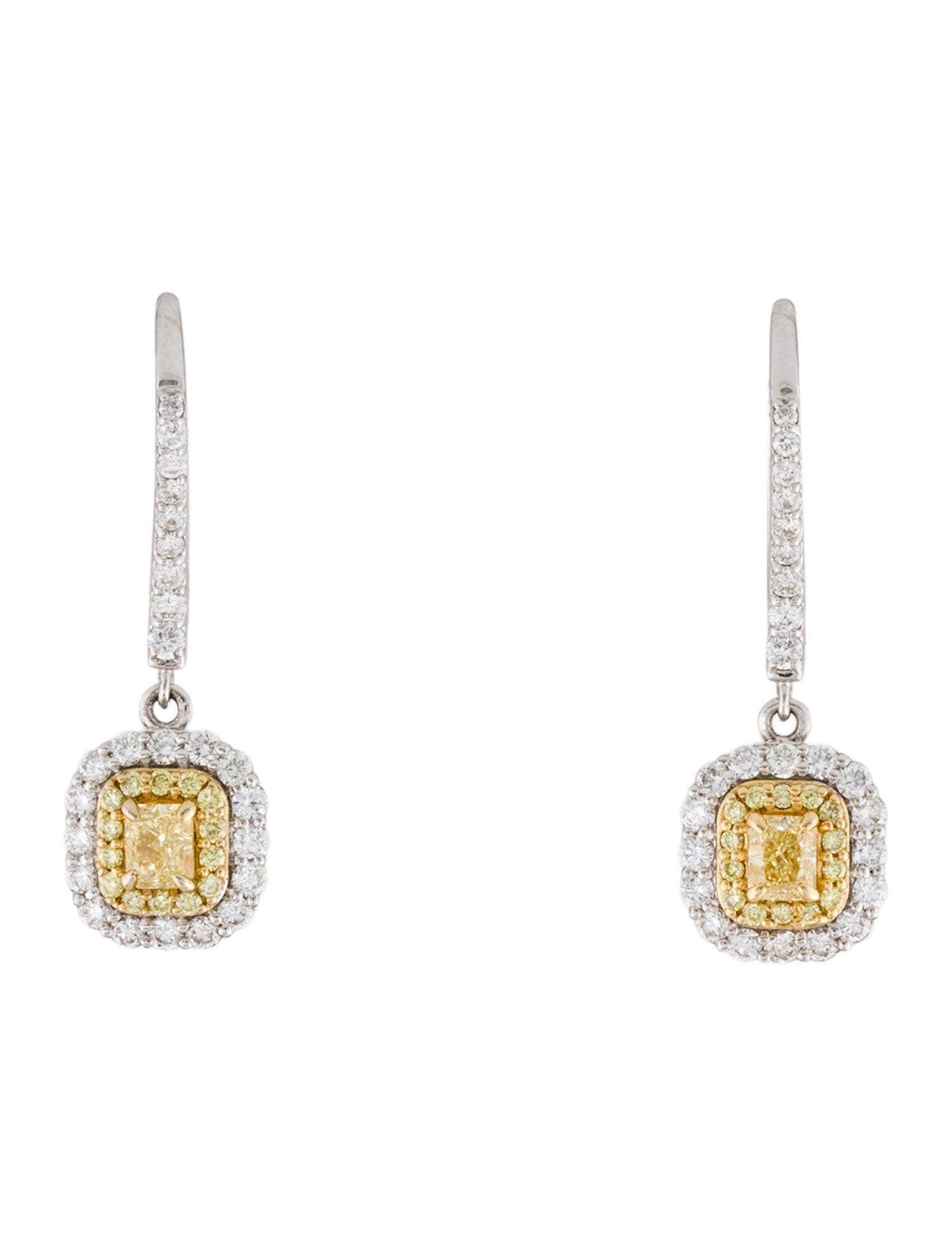 Earrings 18K Diamond Halo Drop Earrings