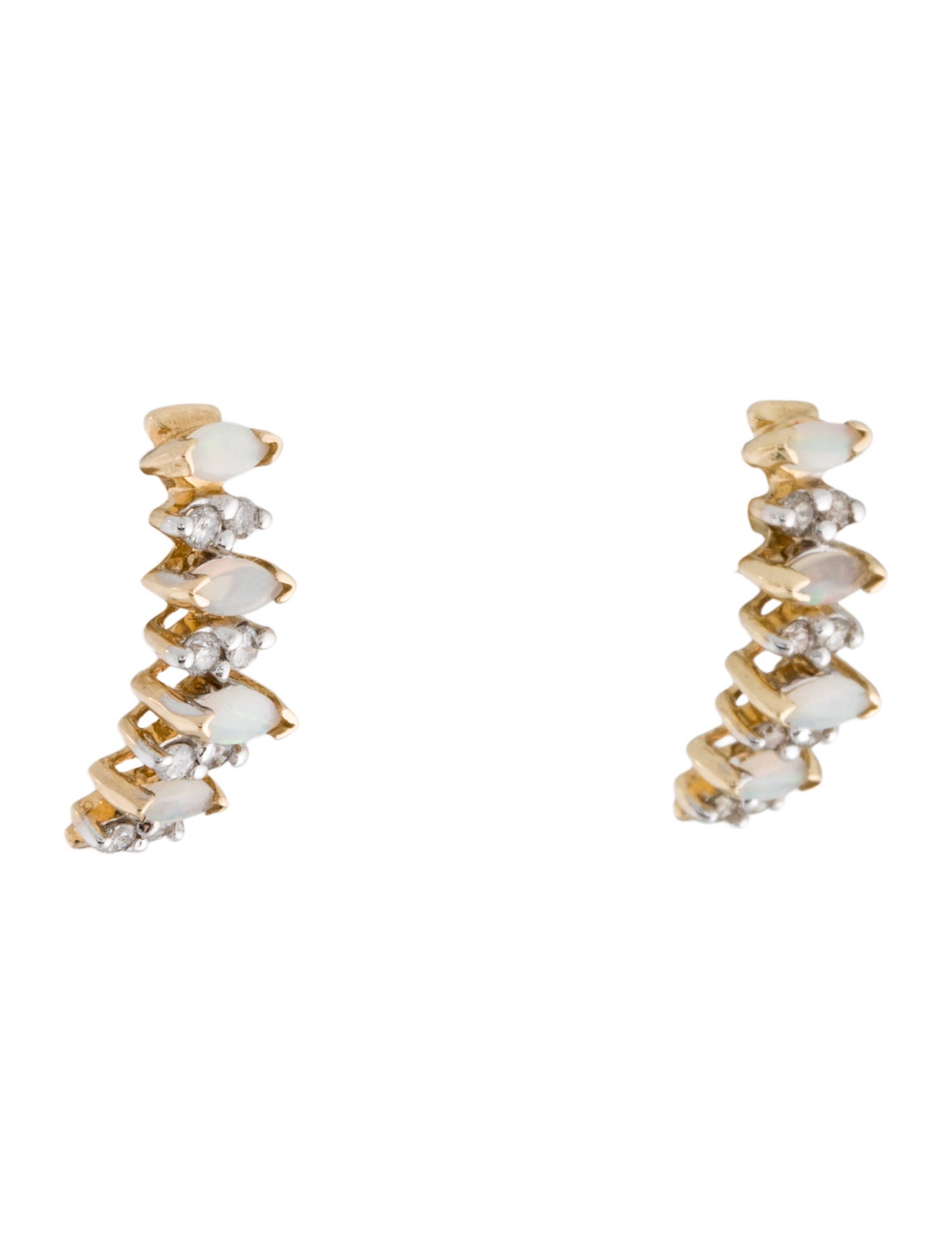 Earrings 14K Opal & Diamond