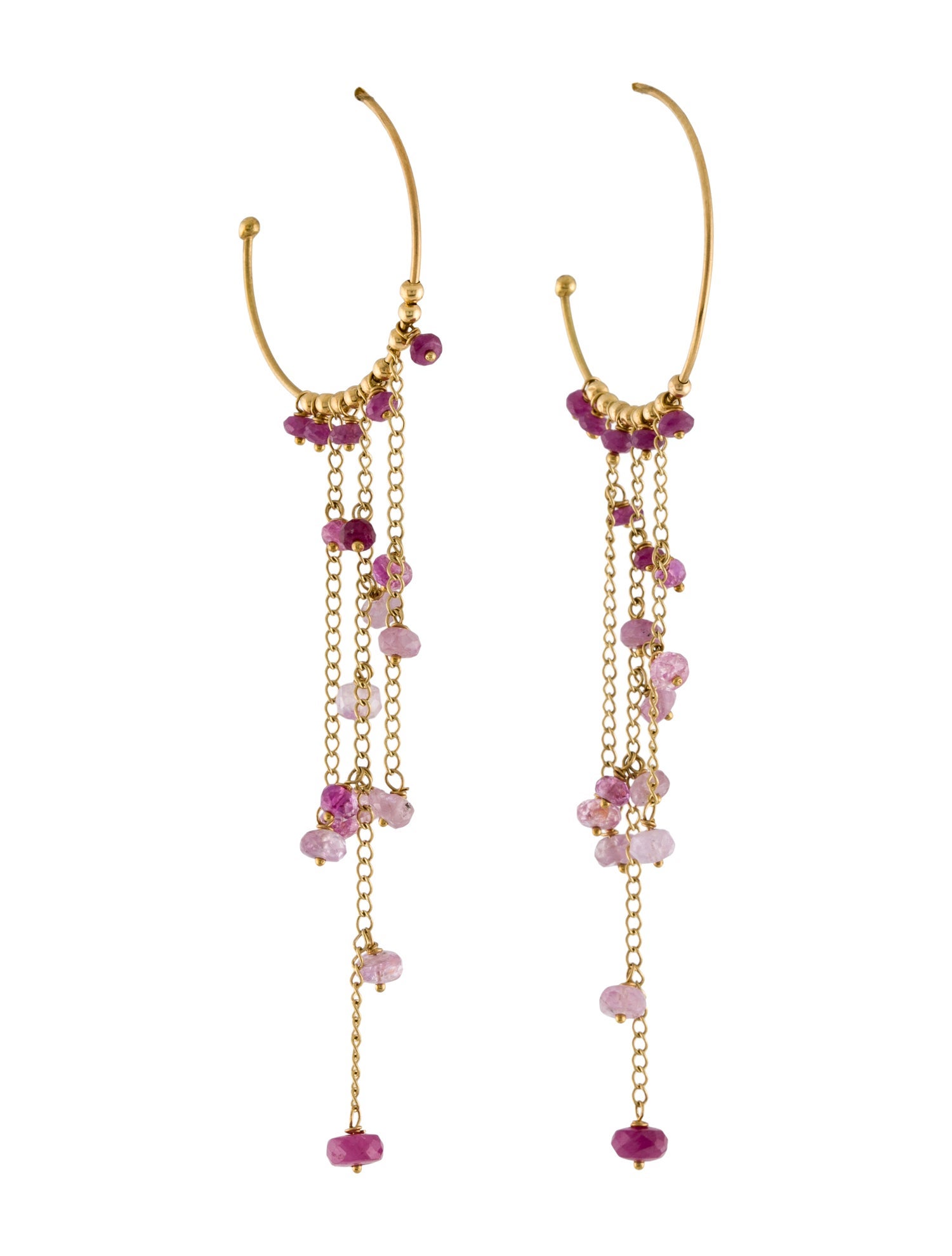 Earrings 18K Ruby & Sapphire Dangle Drop