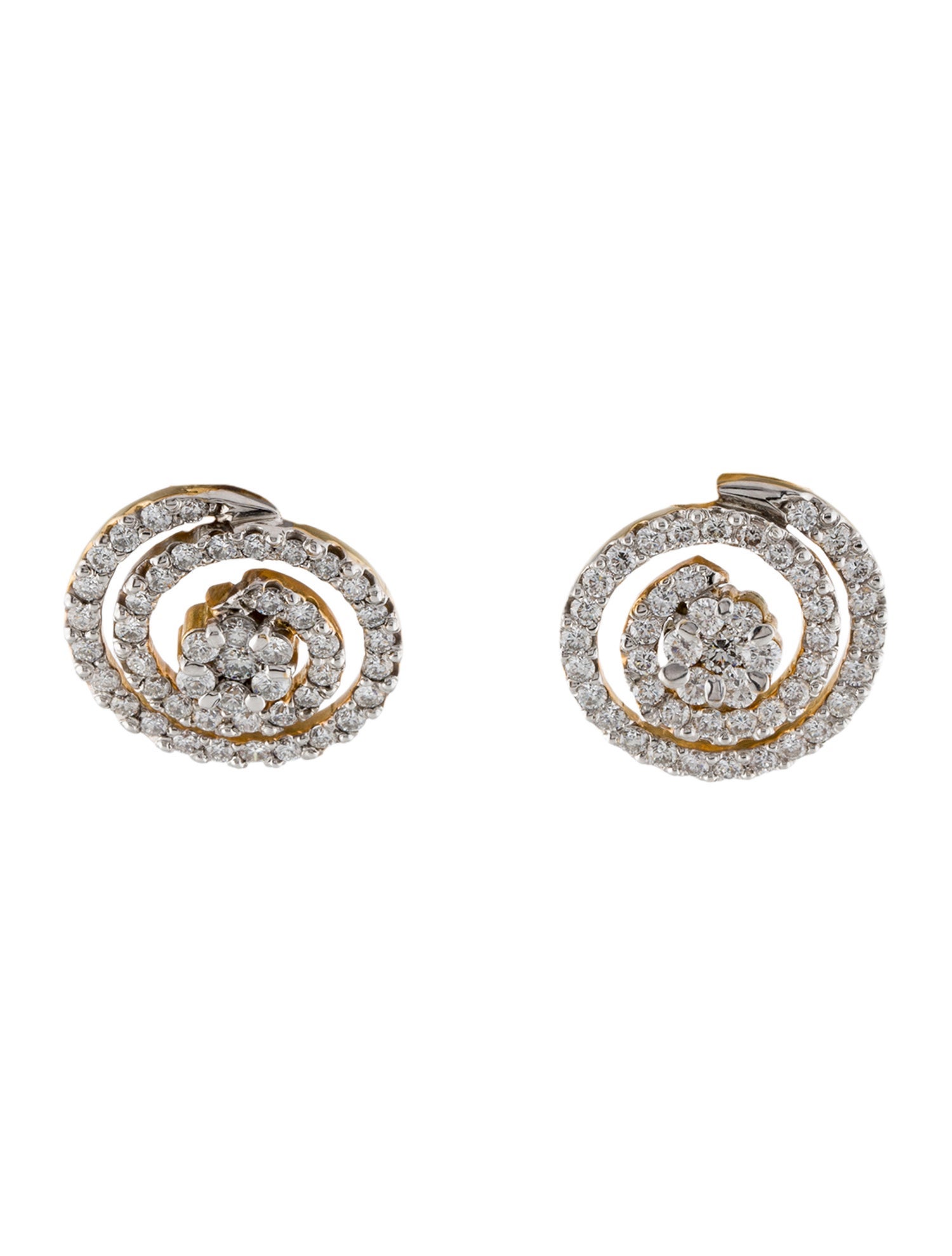 Earrings 18K 1.72ctw Diamond Spiral Stud