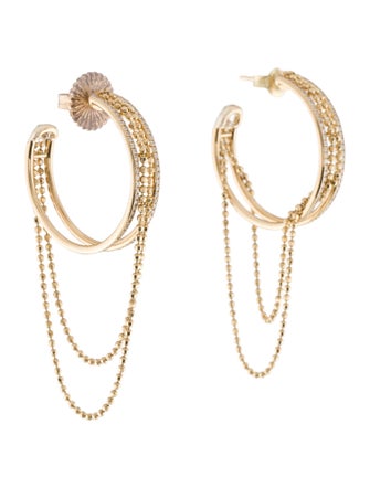Earrings 14K Diamond Bead Chain Hoop Earrings