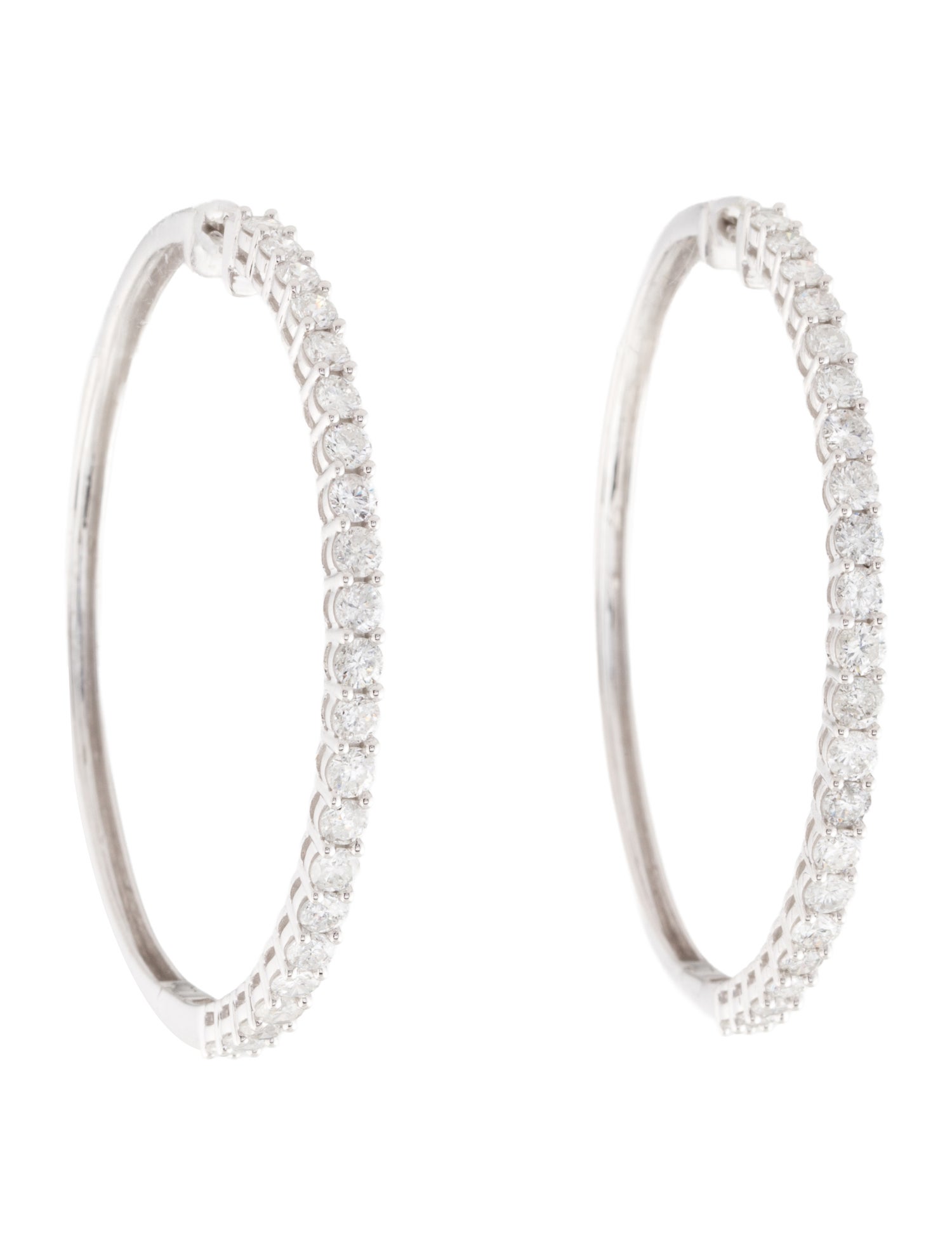Earrings 14K 3.00ctwt Diamond Large Hoop