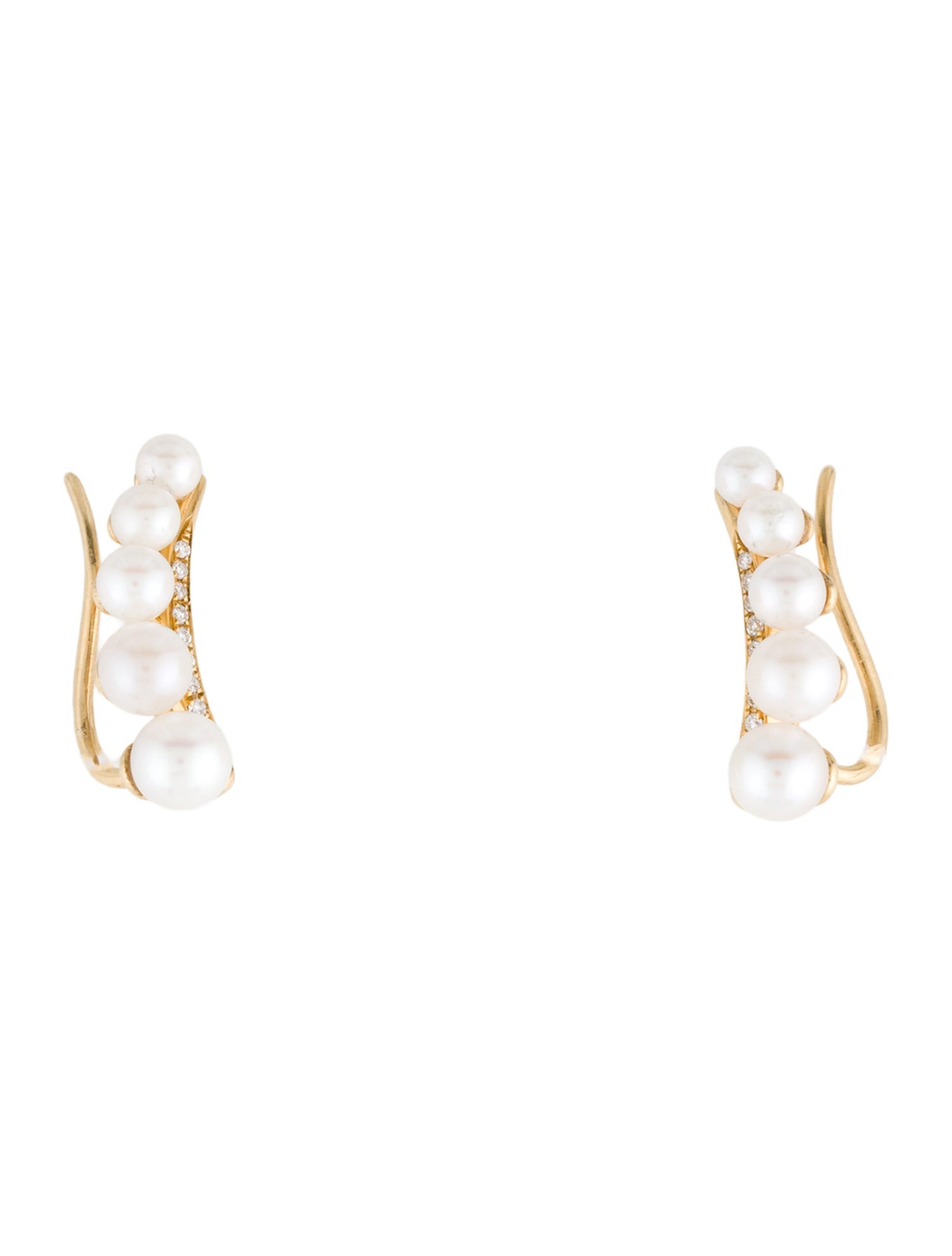 Earrings 18K Pearl & Diamond Ear Climbers