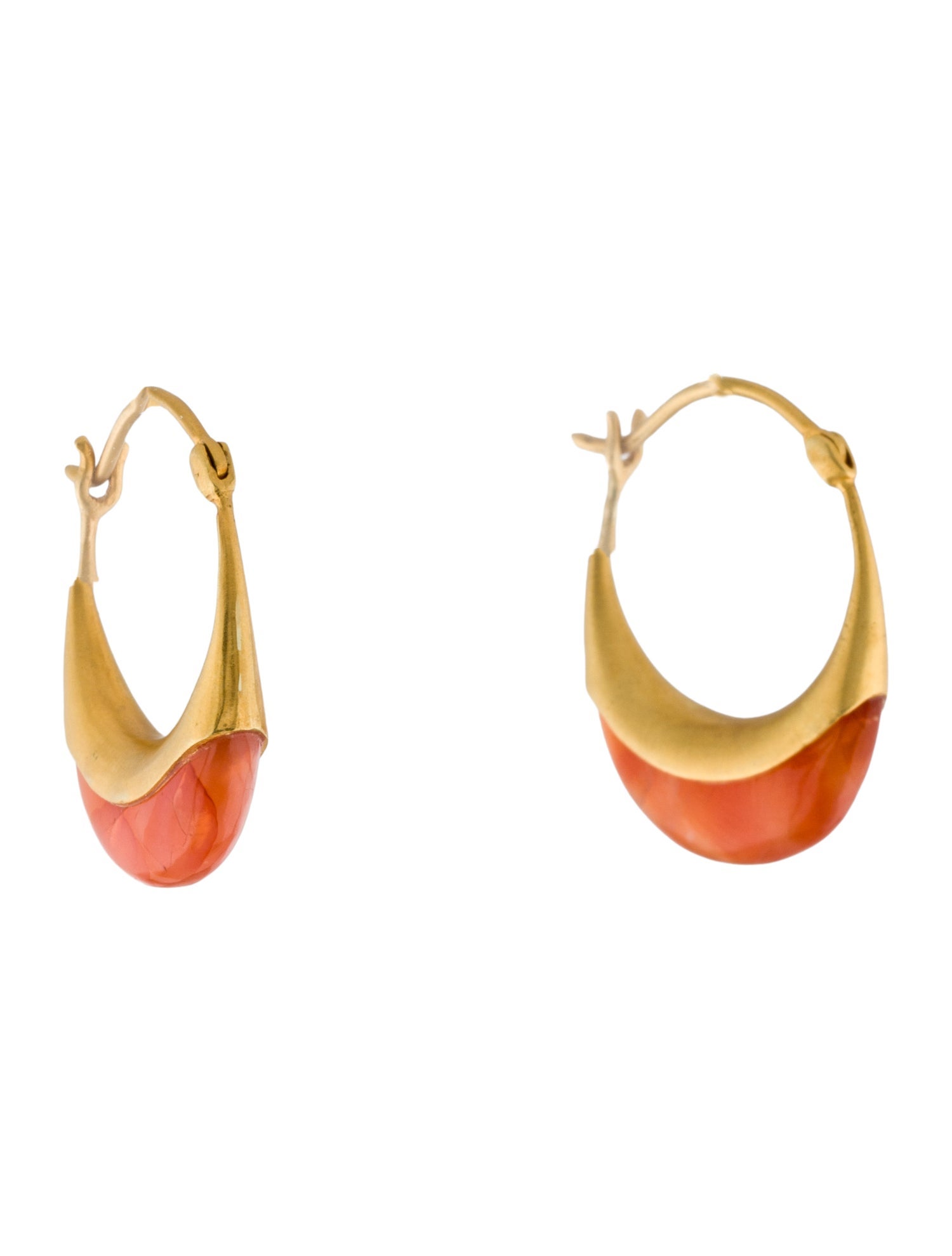 Earrings 18K Carnelian Hoop Earrings