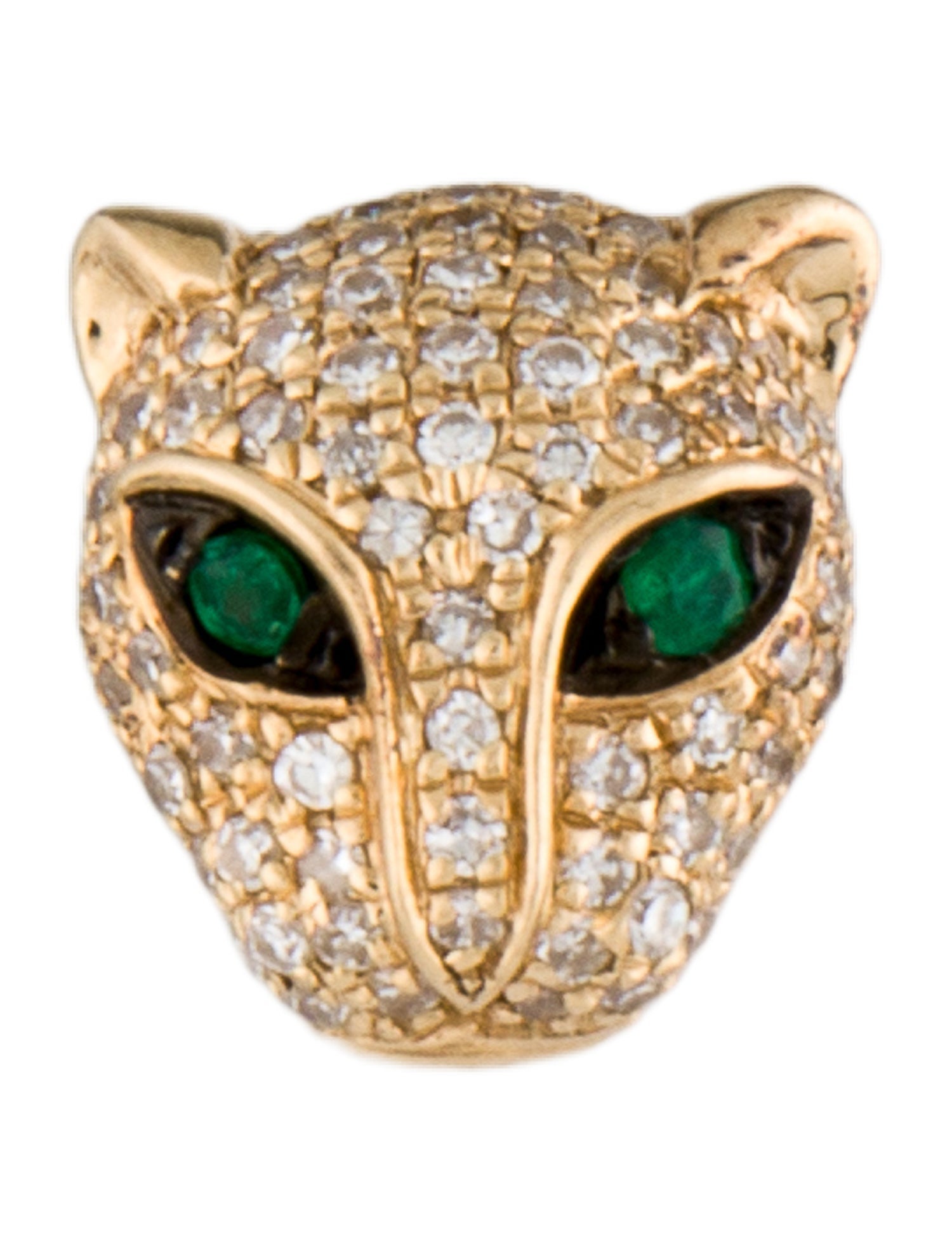 Earrings 14K Diamond & Emerald Panther Single Stud Earring