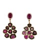 Earrings 18K Ruby, Parti-Colored Tourmaline & Diamond Halo Chandelier Drop Earrings
