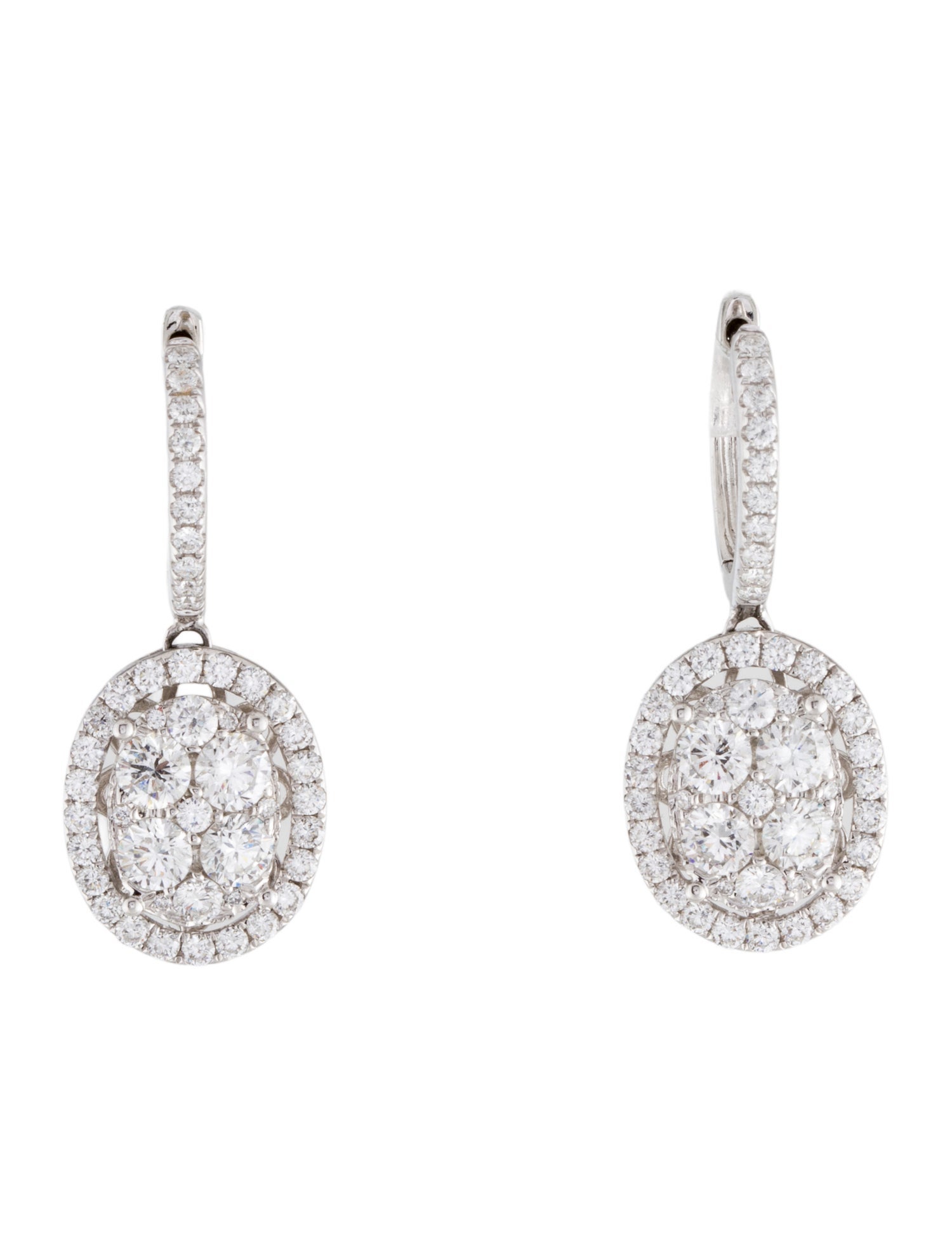 Earrings 14K 1.90ctw Diamond Cluster