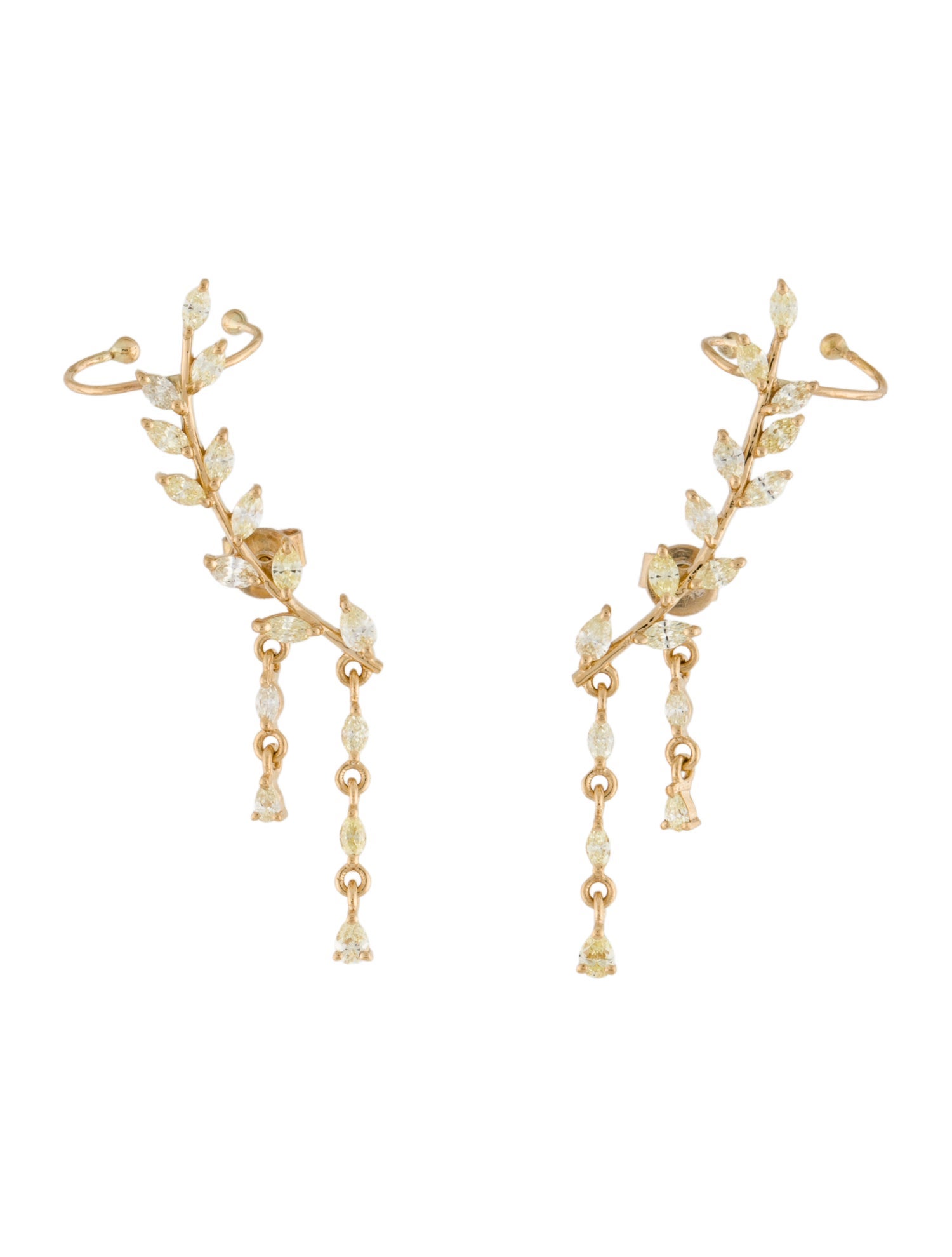 Earrings 18K 1.08ctw Diamond Branch Ear Climbers