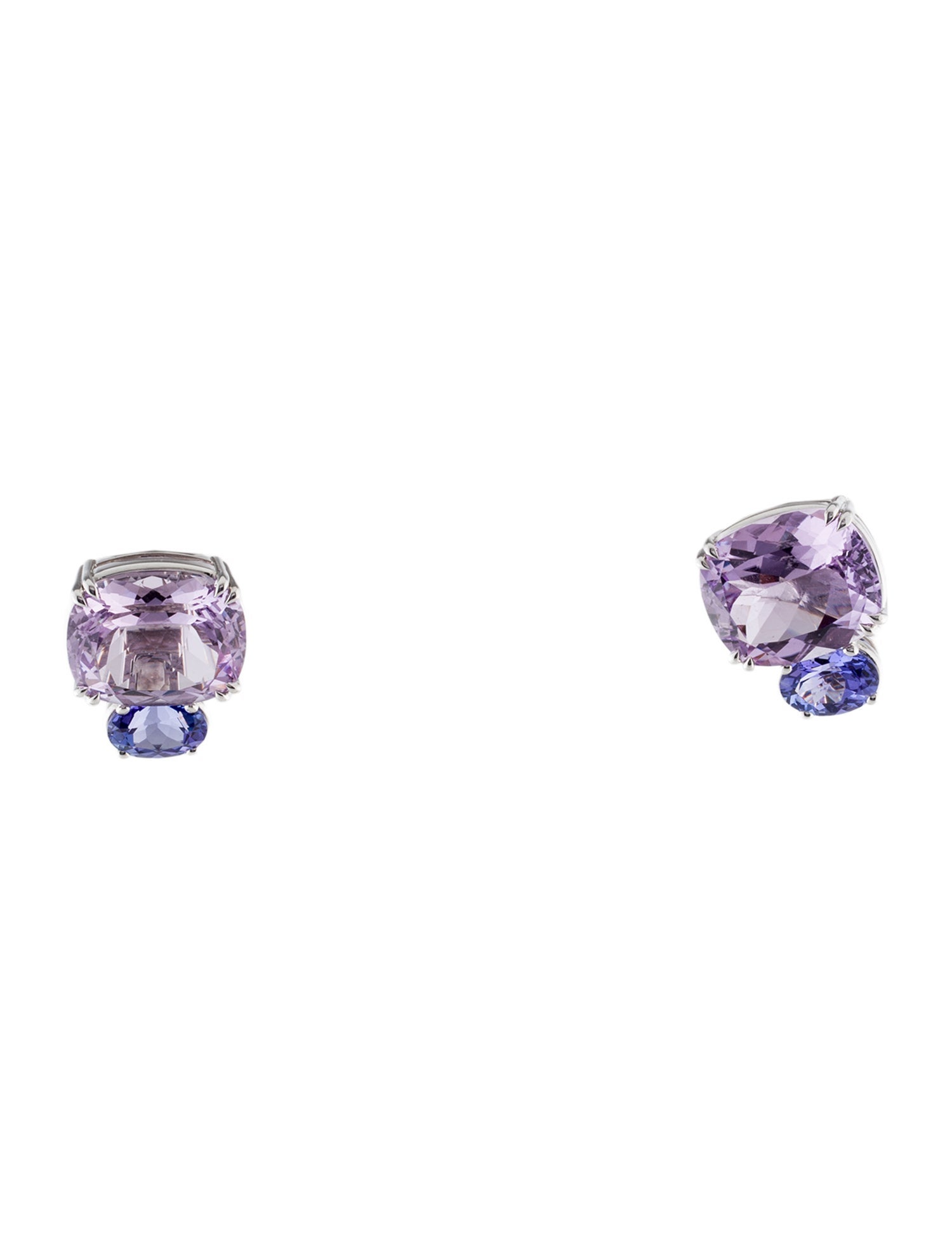 Earrings 18K 15.24ctw Amethyst & Tanzanite Earclip Earrings