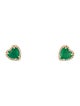 Earrings 14K Emerald & Diamond Heart Stud Earrings