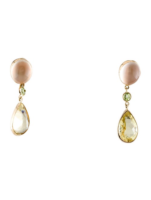 Earrings Cat's Eye Moonstone, Quartz & Peridot Drop Earrings