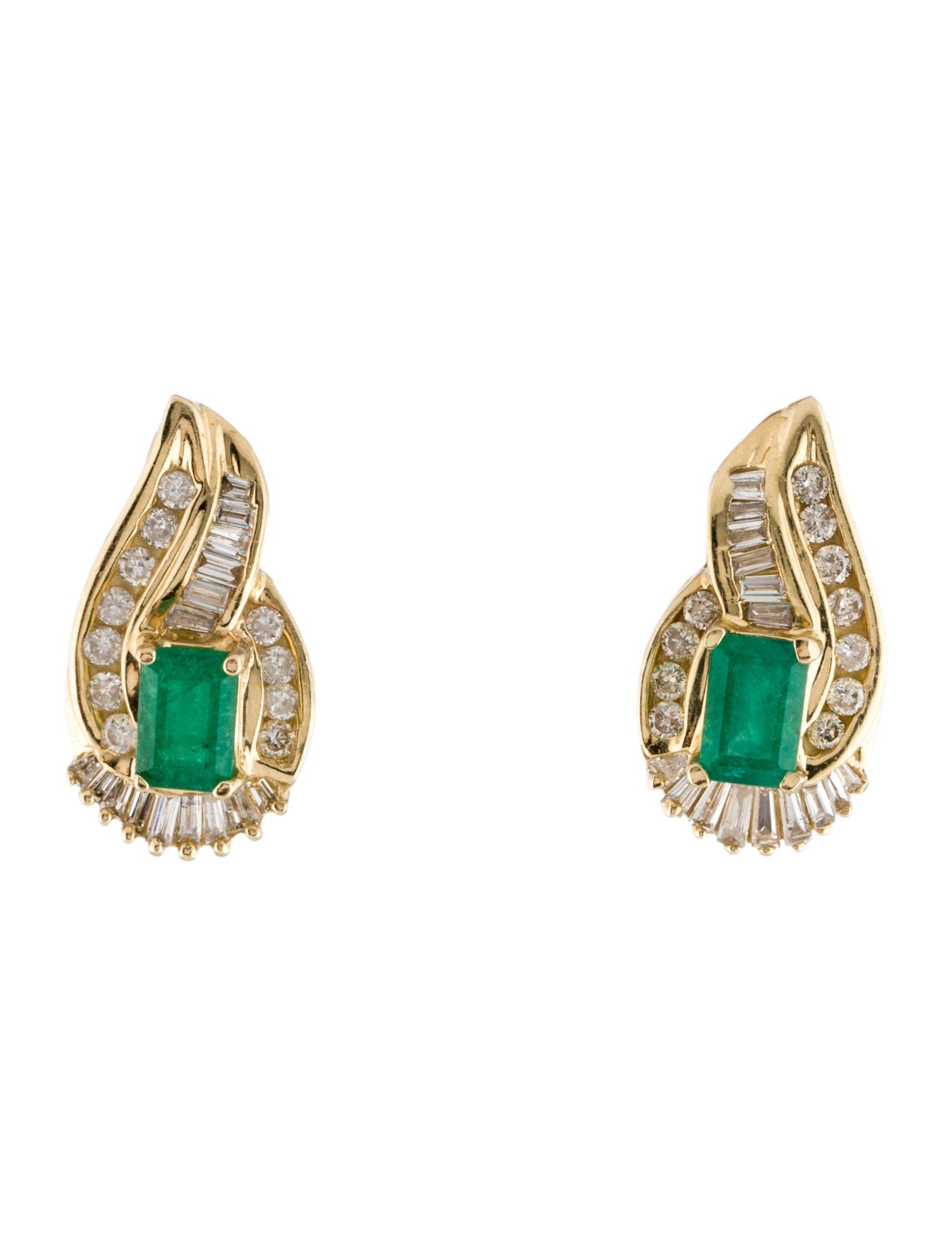 Earrings 14K Emerald & Diamond Earclip