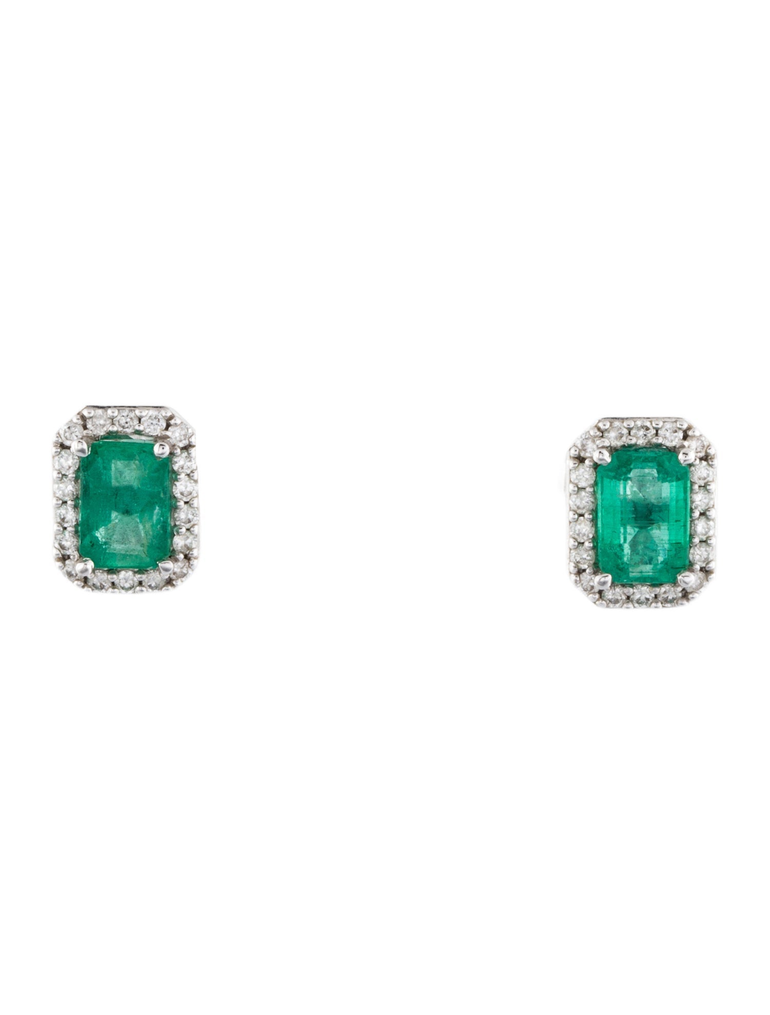Earrings 14K 1.19ctw Emerald & Diamond Stud Earrings