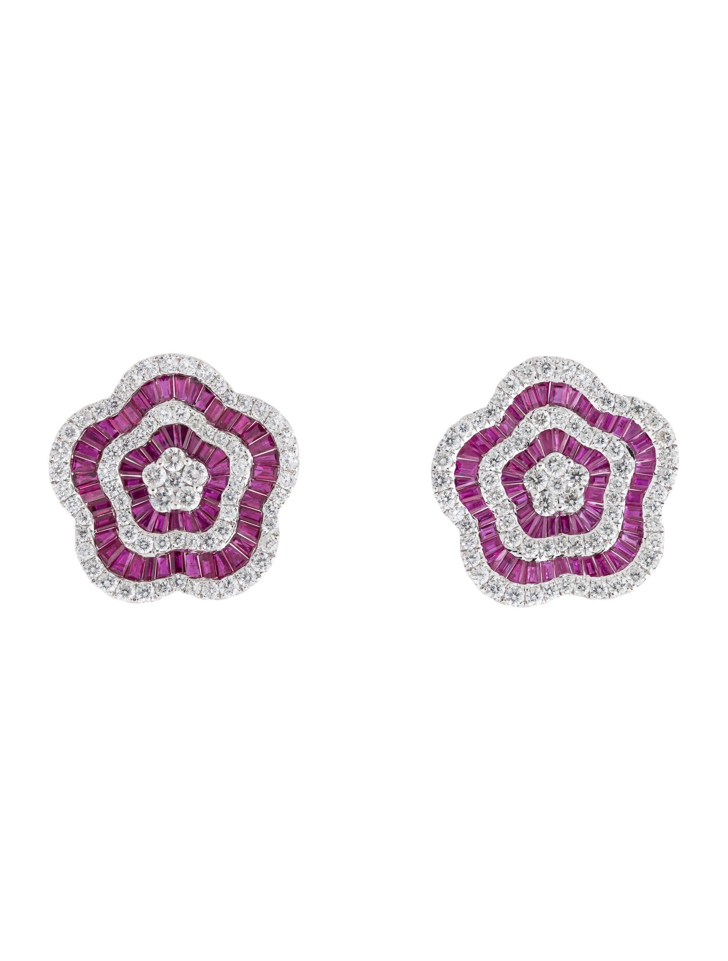 Earrings 18K 4.92ctw Ruby & 4.23ctw Diamond Earclip