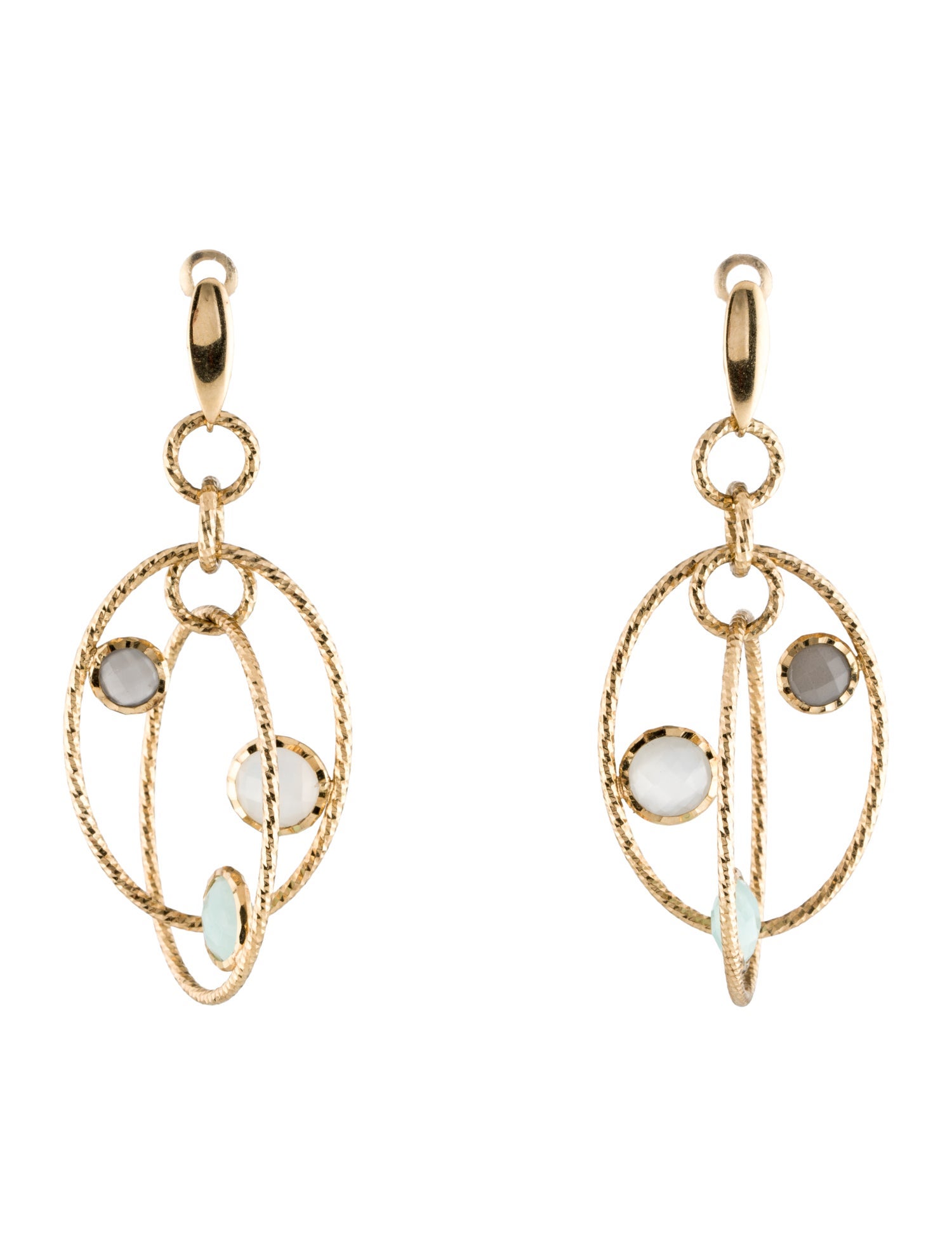 Earrings 14K Amazonite & Quartz Earclip