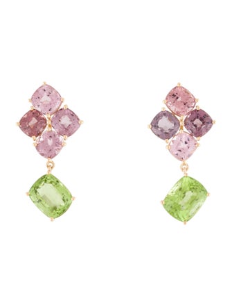 Earrings 18K Spinel & Peridot Drop Earrings