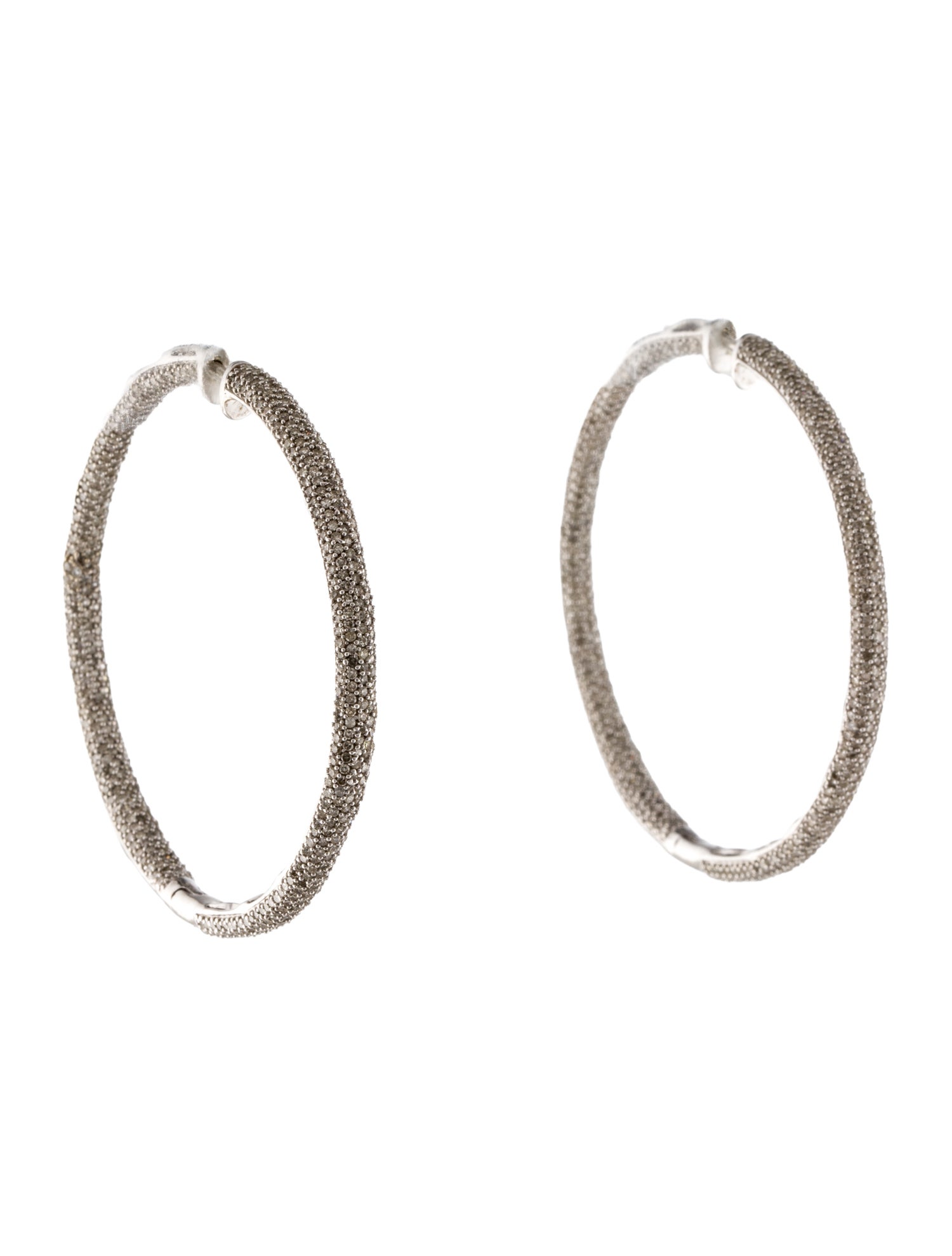 Earrings 14K 3.84ct Diamond Pave Inside Out Hoop