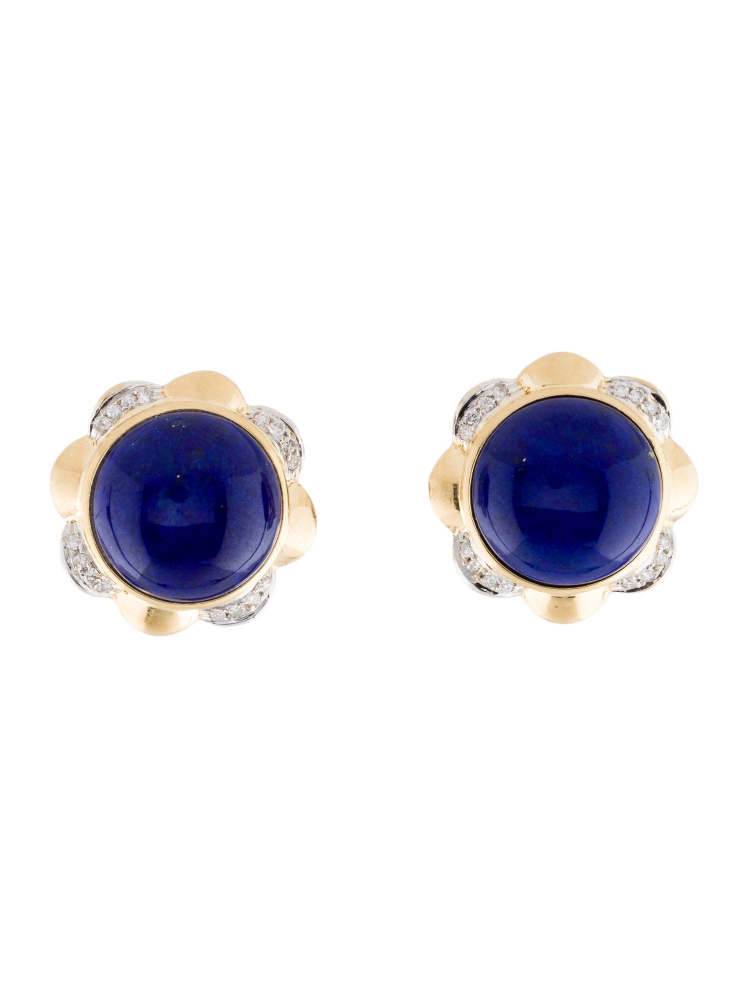 Earrings 18K Lapis Lazuli & Diamond Earclips