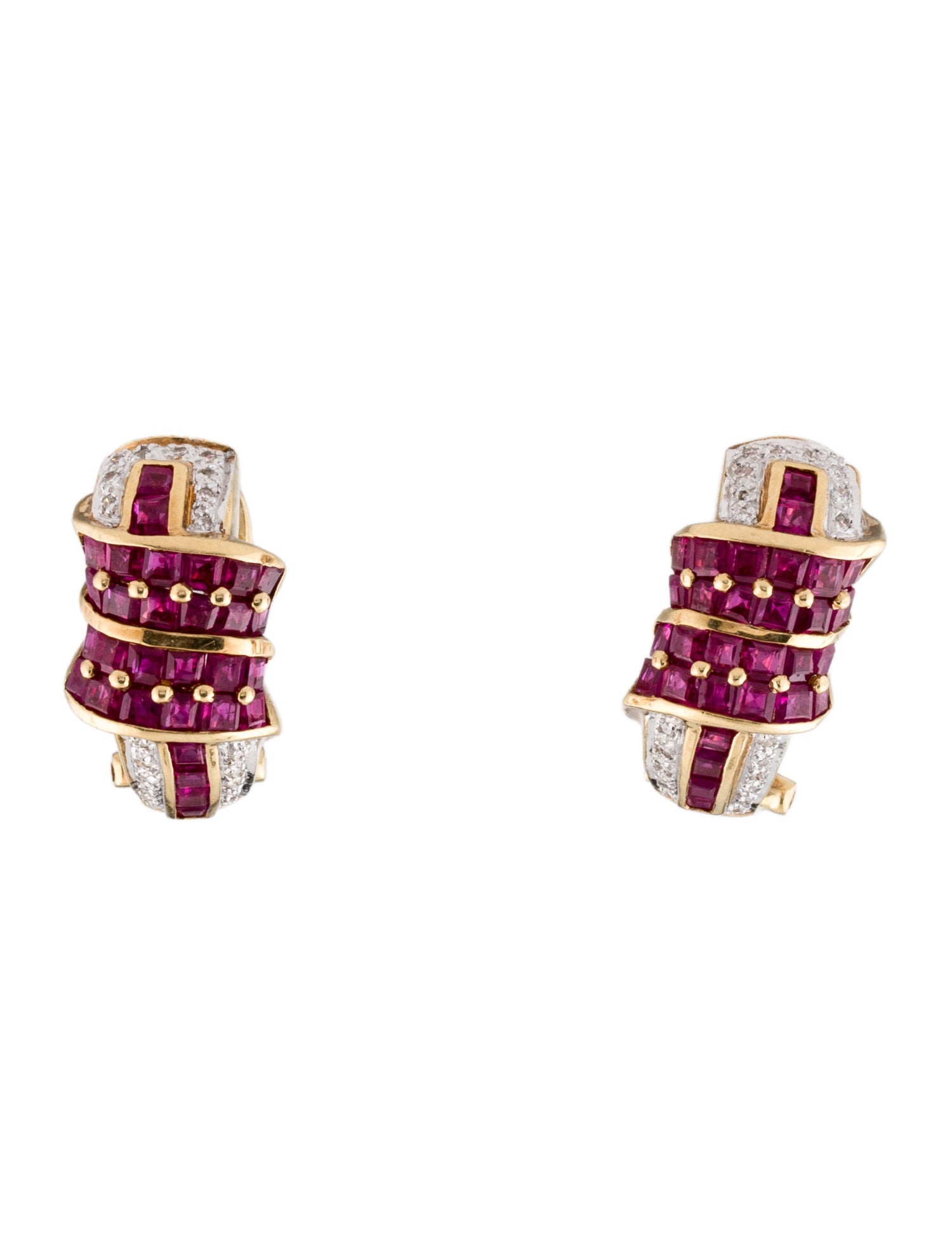 Earrings 18K 1.99ctw Ruby & Diamond Hoop Earclips