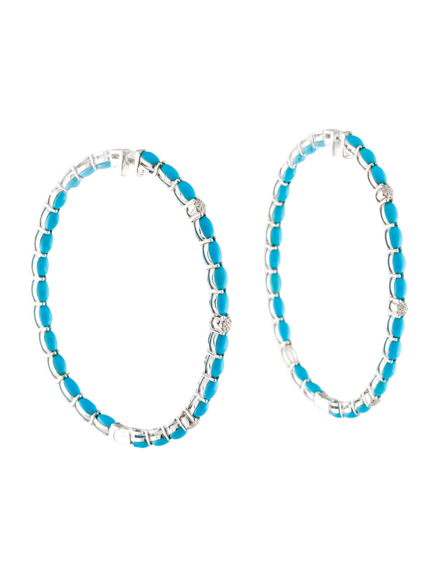 Earrings 18K Turquoise & Diamond Hoop