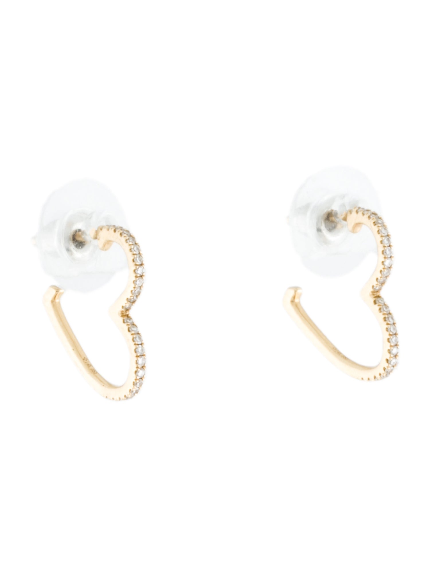 Earrings 14K Diamond Heart hoop